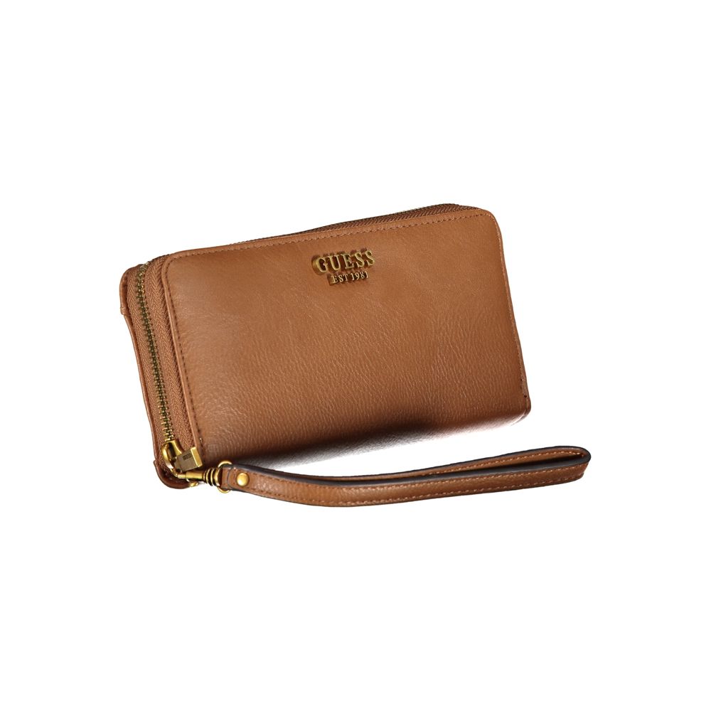 Guess Elegant Brown Zip Wallet with Multiple Compartments - Luksusmuotia Guess Jeans - Tutustu YVES JAVANNI® 