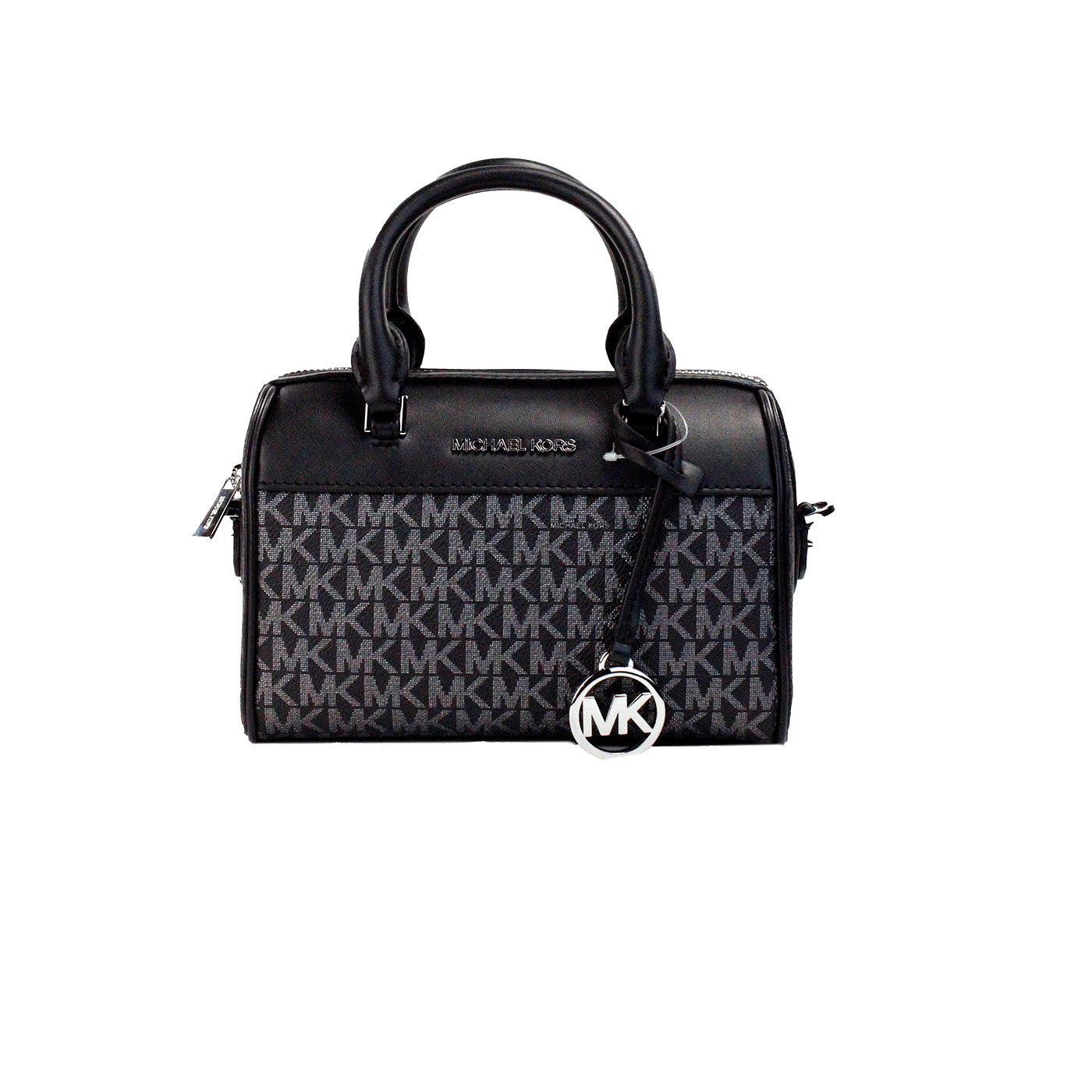 Michael Kors Travel XS Black Silver Signature PVC Duffle Crossbody Bag Purse - Luksusmuotia Michael Kors - Tutustu YVES JAVANNI® 