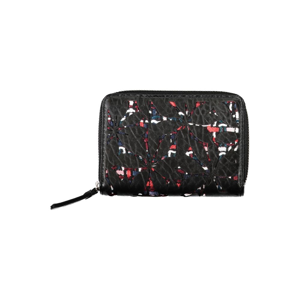 Desigual Elegant Black Zip Wallet with Contrasting Accents - Luksusmuotia Desigual - Tutustu YVES JAVANNI® 