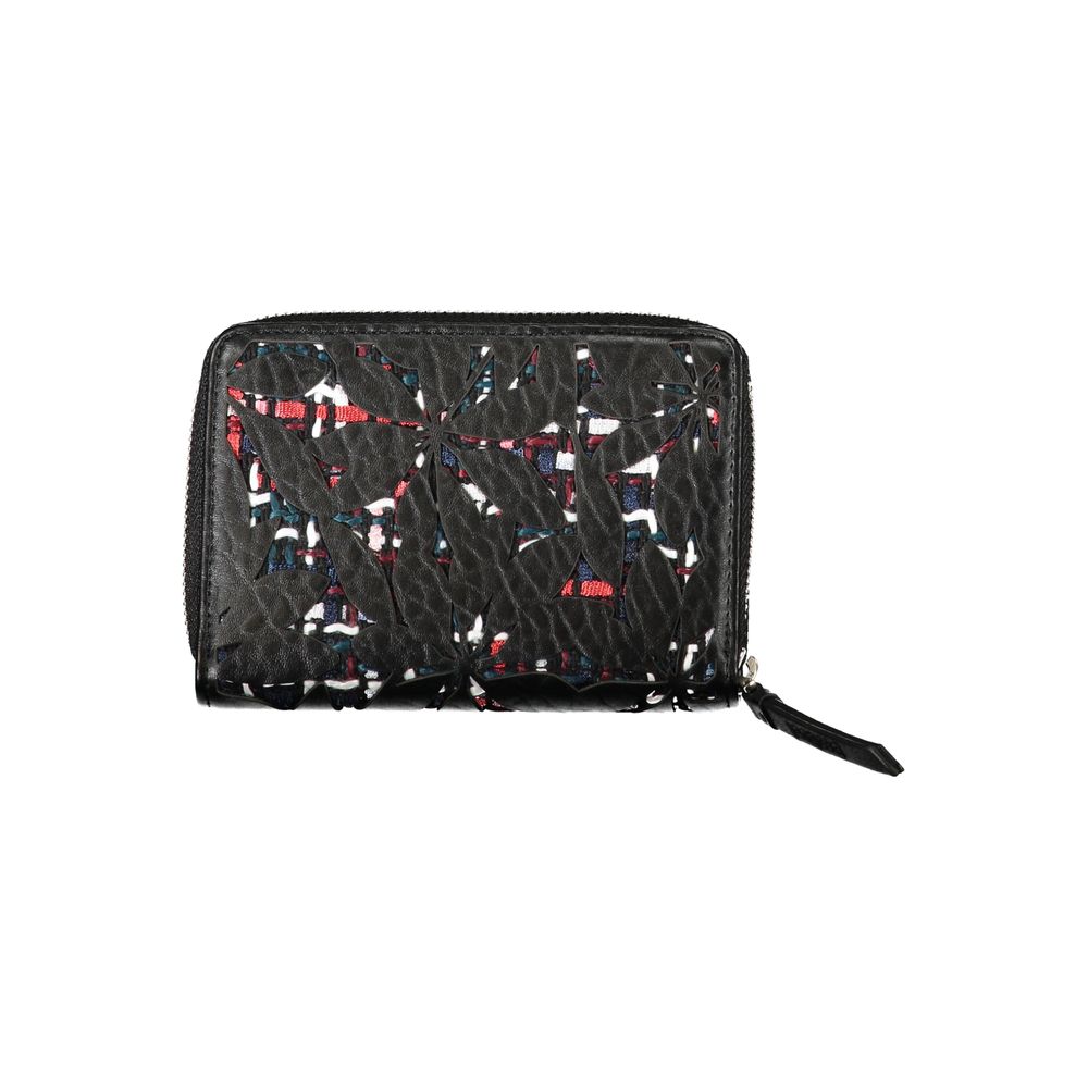 Desigual Elegant Black Zip Wallet with Contrasting Accents - Luksusmuotia Desigual - Tutustu YVES JAVANNI® 