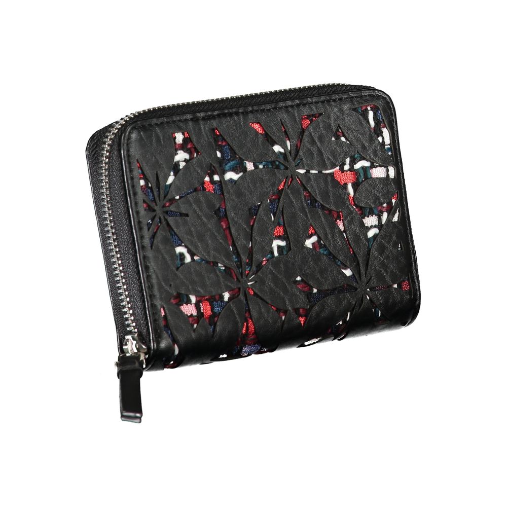 Desigual Elegant Black Zip Wallet with Contrasting Accents - Luksusmuotia Desigual - Tutustu YVES JAVANNI® 