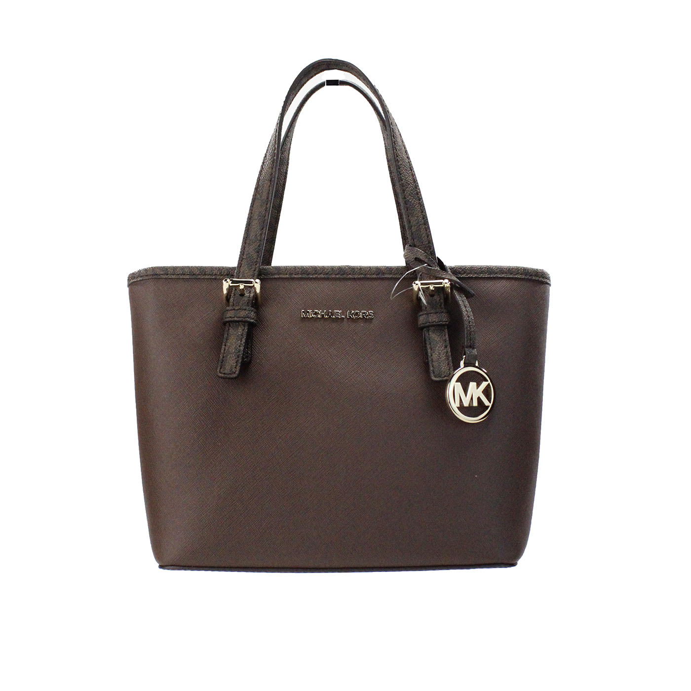 Michael Kors Jet Set Mocha Leather XS Carryall Top Zip Tote Bag Purse - Luksusmuotia Michael Kors - Tutustu YVES JAVANNI® 