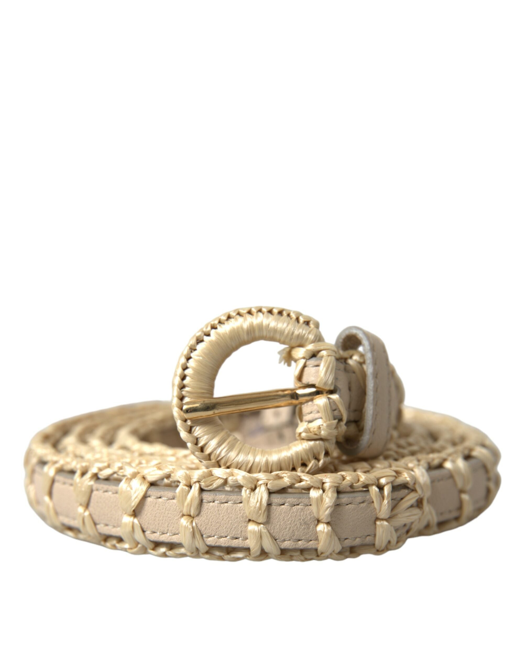 Dolce & Gabbana Elegant Beige Leather Waist Belt - Luksusmuotia Dolce & Gabbana - Tutustu YVES JAVANNI® 