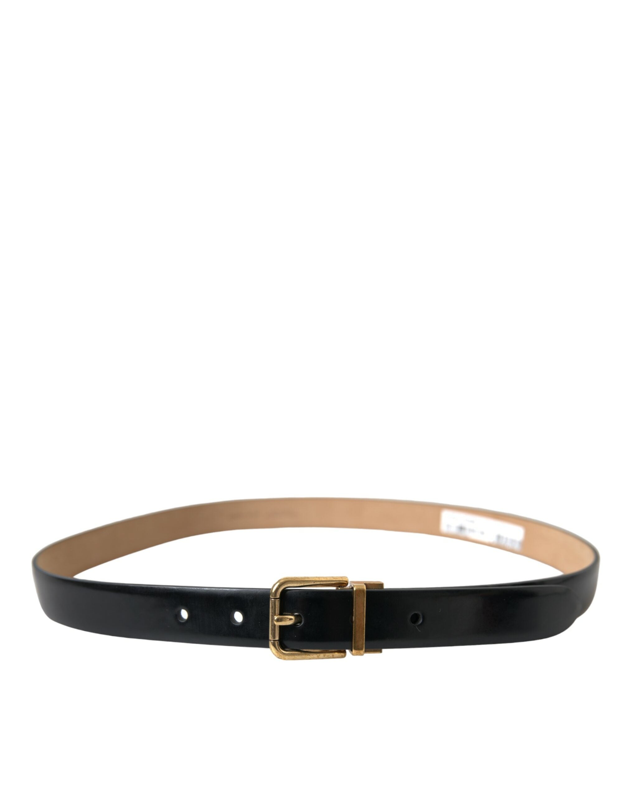 Dolce & Gabbana Elegant Black Leather Waist Belt with Logo Buckle - Luksusmuotia Dolce & Gabbana - Tutustu YVES JAVANNI® 