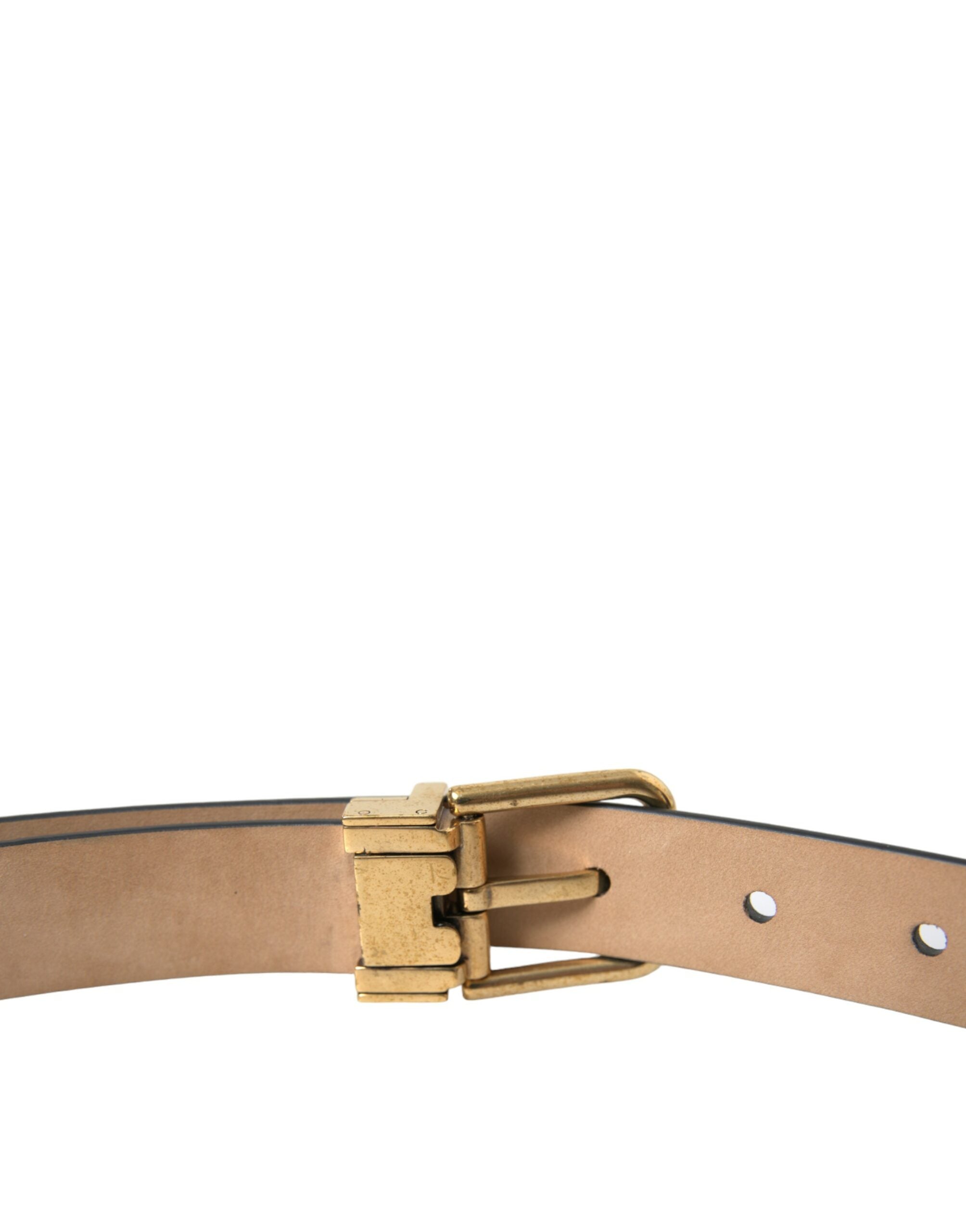 Dolce & Gabbana Elegant Black Leather Waist Belt with Logo Buckle - Luksusmuotia Dolce & Gabbana - Tutustu YVES JAVANNI® 