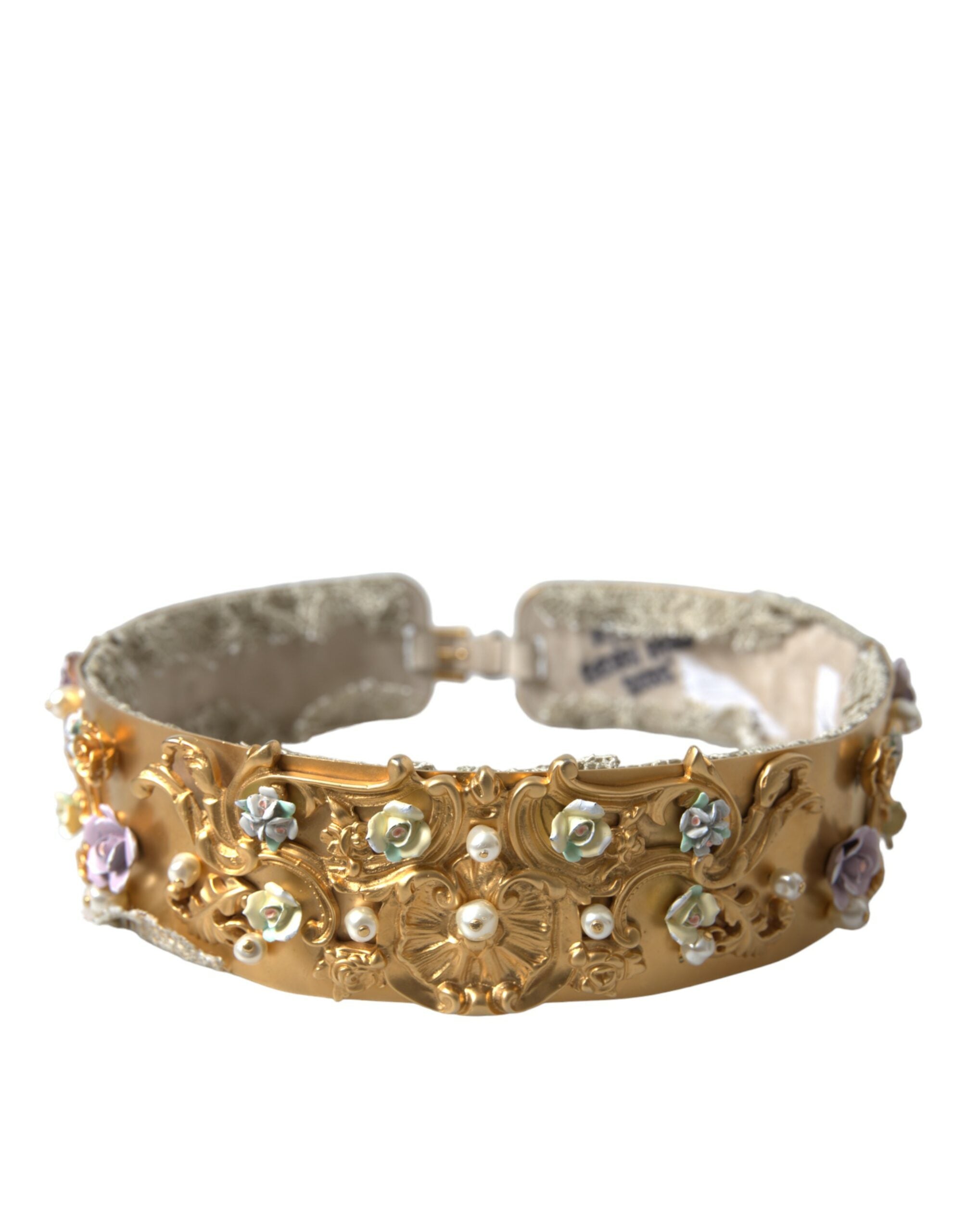 Dolce & Gabbana Elegant Gold-Tone Faux Pearl Floral Belt - Luksusmuotia Dolce & Gabbana - Tutustu YVES JAVANNI® 