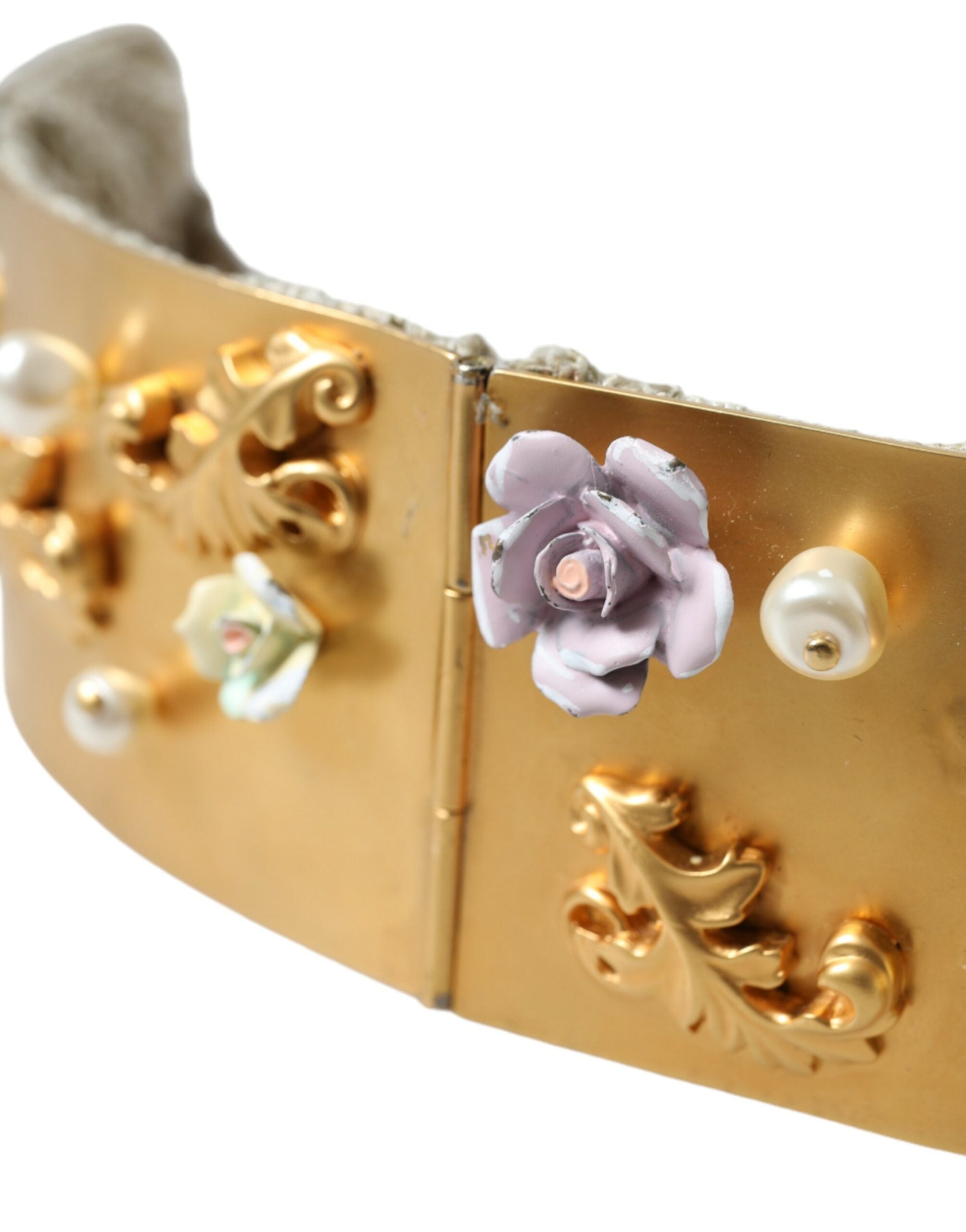 Dolce & Gabbana Elegant Gold-Tone Faux Pearl Floral Belt - Luksusmuotia Dolce & Gabbana - Tutustu YVES JAVANNI® 