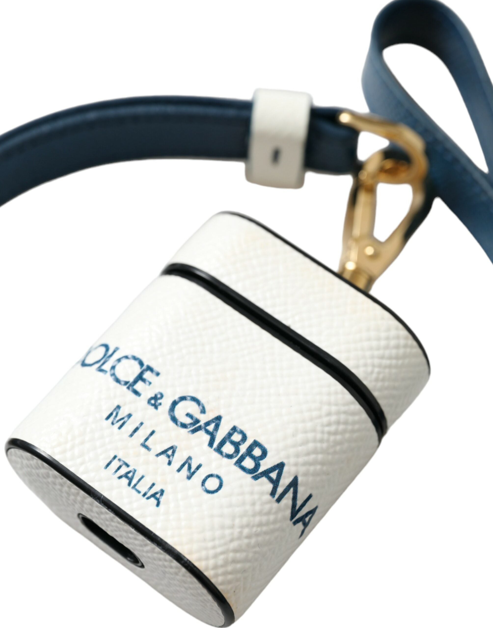 Dolce & Gabbana Chic Leather Airpods Case in Blue & White - Luksusmuotia Dolce & Gabbana - Tutustu YVES JAVANNI® 