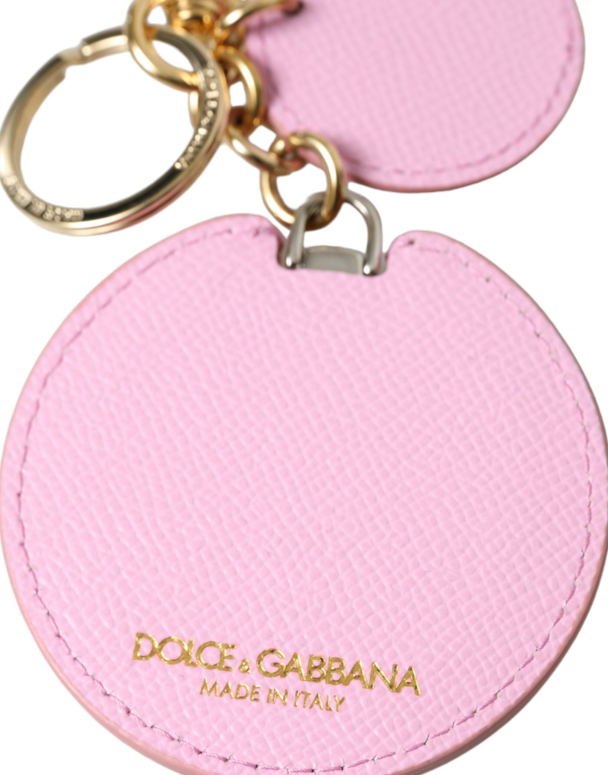 Dolce & Gabbana Elegant Pink Gold Leather Keychain - Luksusmuotia Dolce & Gabbana - Tutustu YVES JAVANNI® 