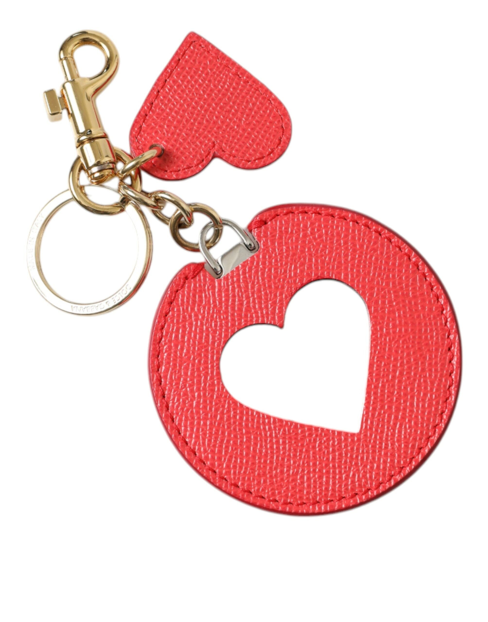 Dolce & Gabbana Elegant Red Leather Keychain with Gold Accents - Luksusmuotia Dolce & Gabbana - Tutustu YVES JAVANNI® 