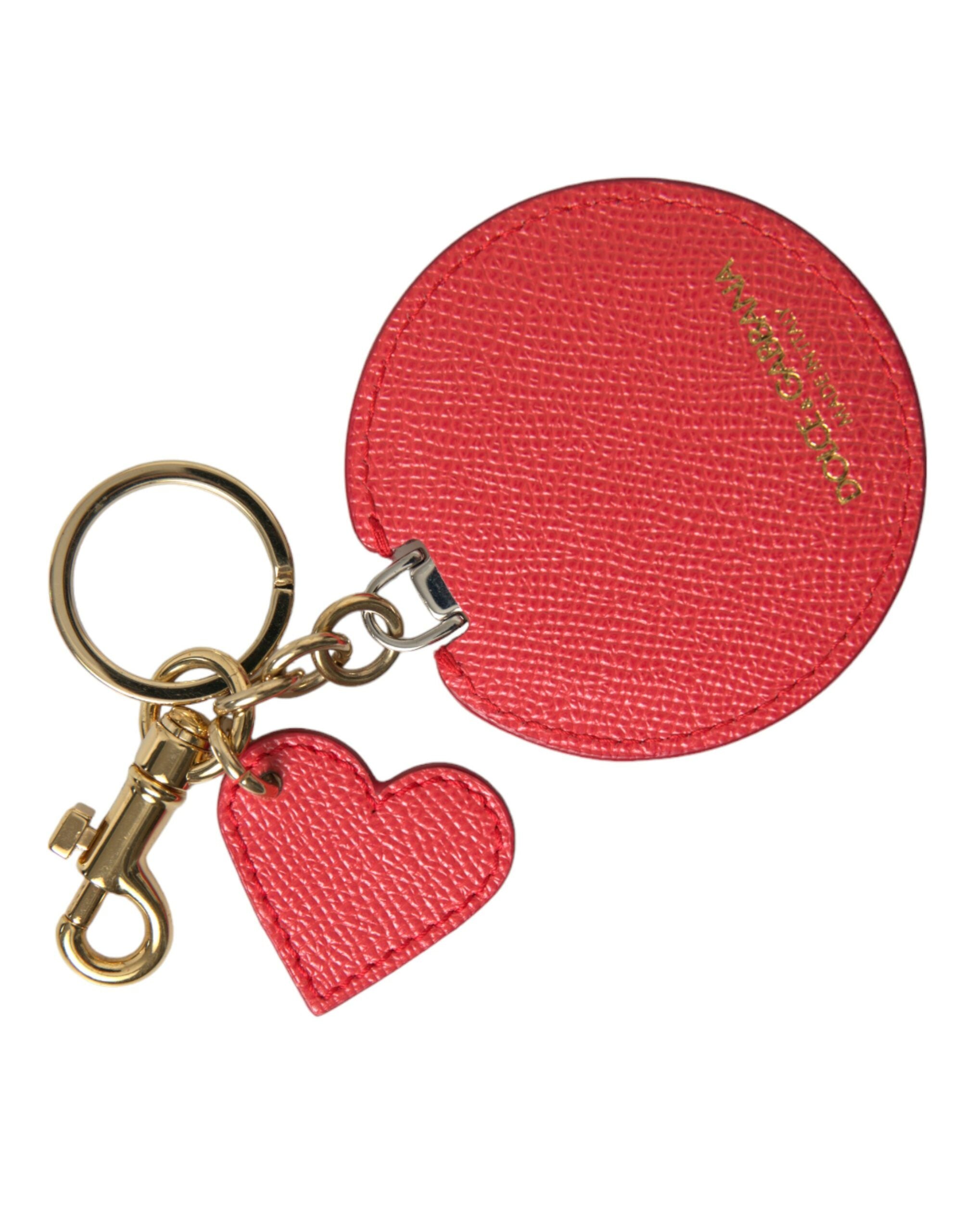 Dolce & Gabbana Elegant Red Leather Keychain with Gold Accents - Luksusmuotia Dolce & Gabbana - Tutustu YVES JAVANNI® 