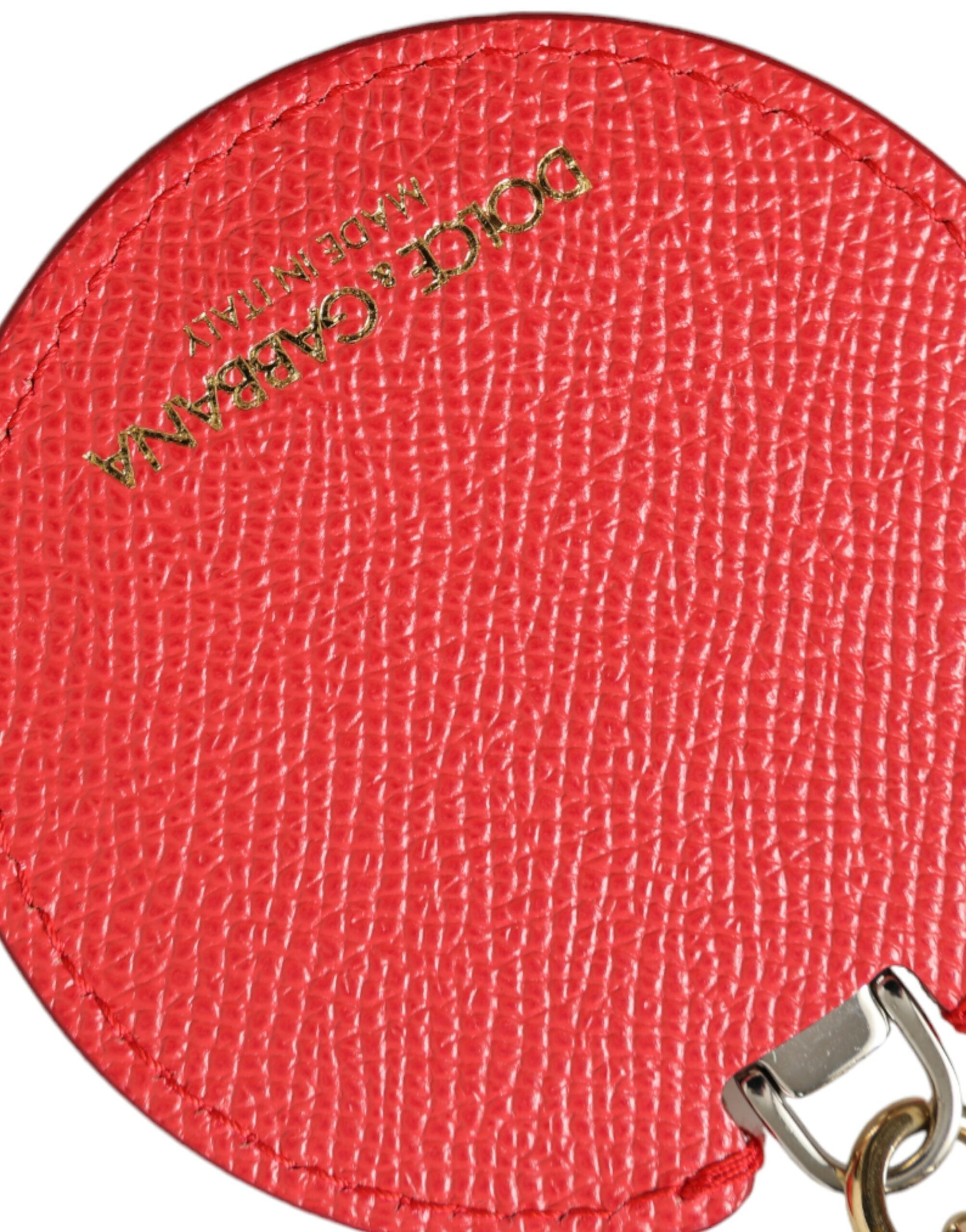 Dolce & Gabbana Elegant Red Leather Keychain with Gold Accents - Luksusmuotia Dolce & Gabbana - Tutustu YVES JAVANNI® 