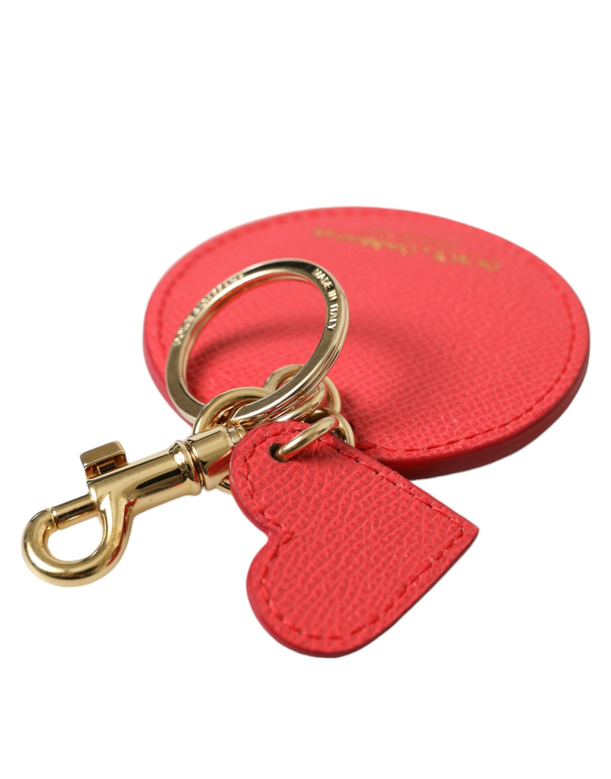 Dolce & Gabbana Elegant Red Leather Keychain with Gold Accents - Luksusmuotia Dolce & Gabbana - Tutustu YVES JAVANNI® 