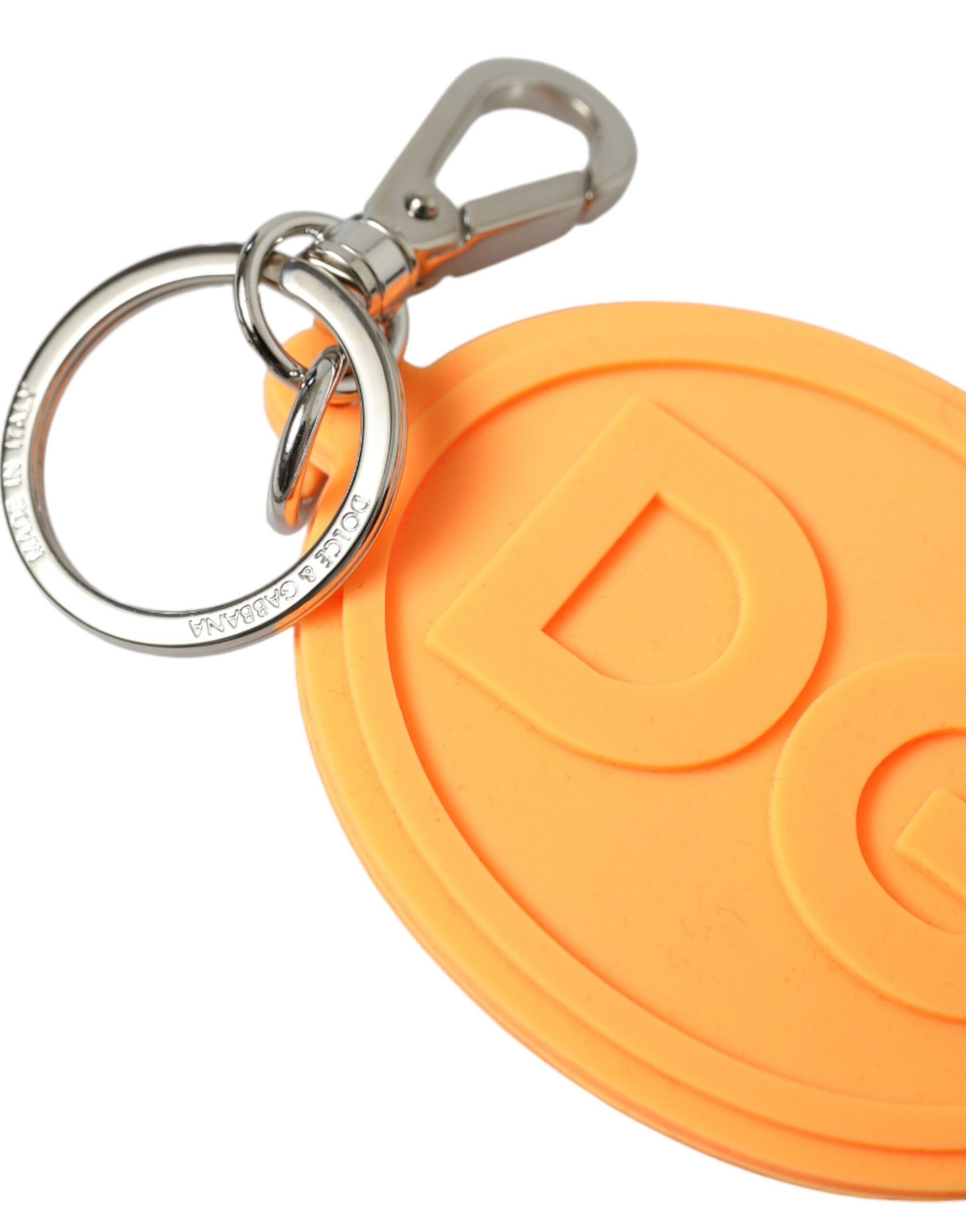 Dolce & Gabbana Elegant Orange Charm Keyring with Silver Detail - Luksusmuotia Dolce & Gabbana - Tutustu YVES JAVANNI® 