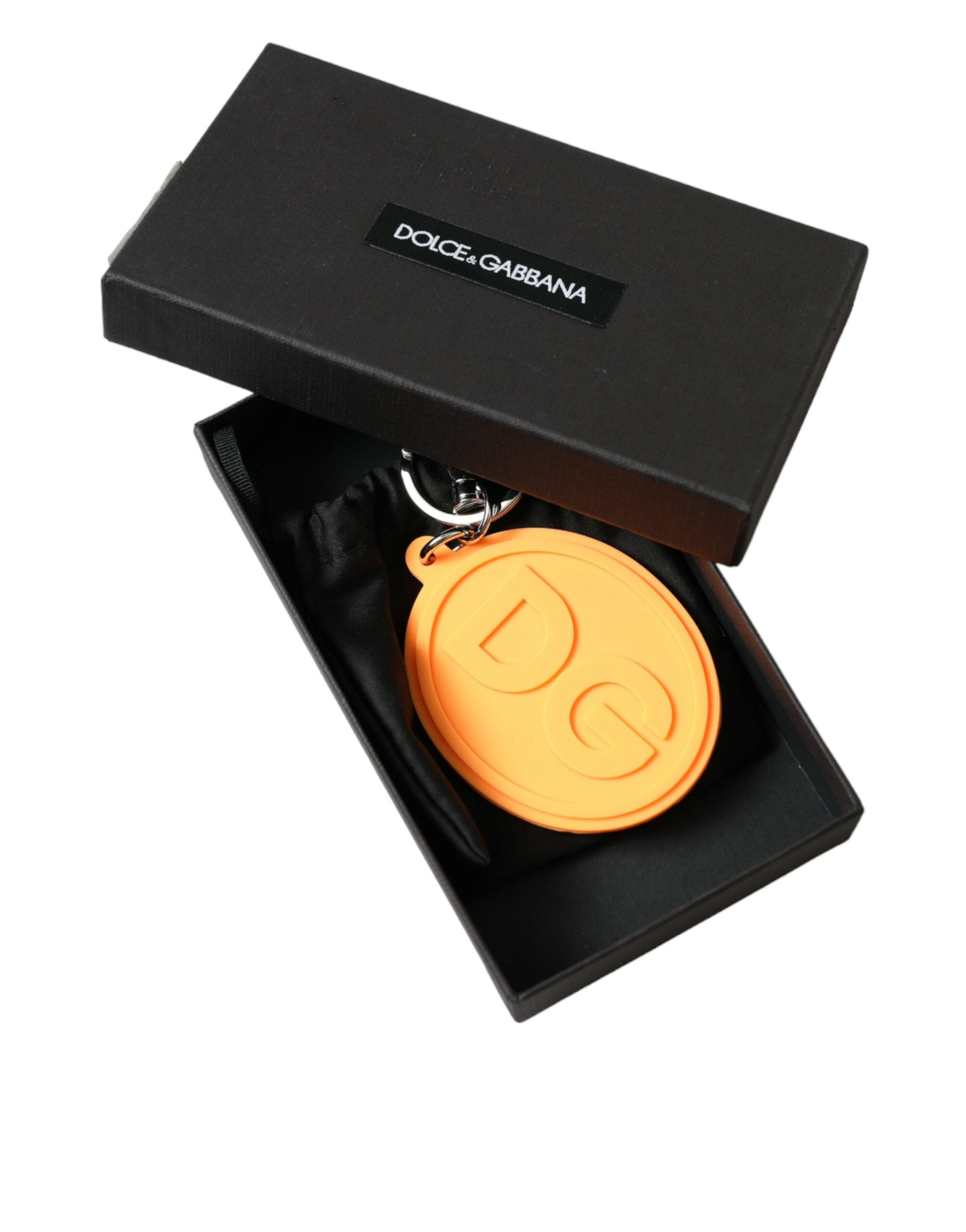 Dolce & Gabbana Elegant Orange Charm Keyring with Silver Detail - Luksusmuotia Dolce & Gabbana - Tutustu YVES JAVANNI® 