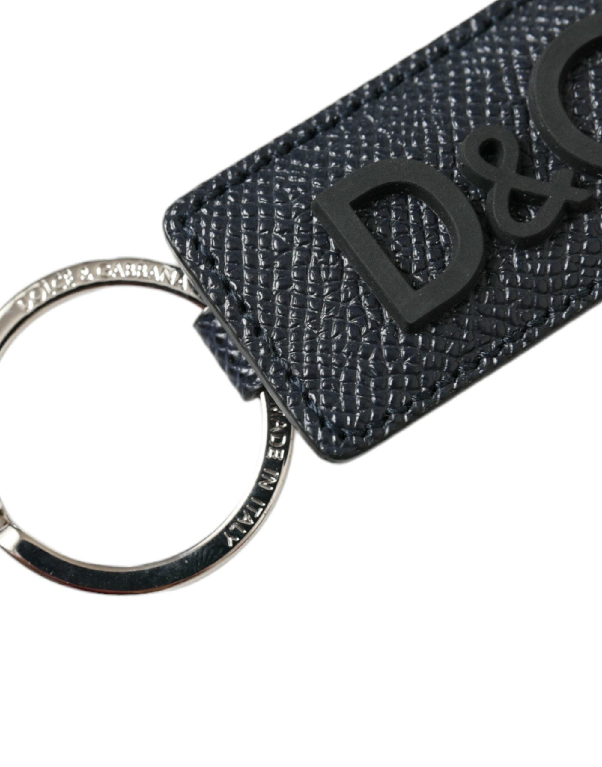 Dolce & Gabbana Elegant Leather Keychain in Black & Silver - Luksusmuotia Dolce & Gabbana - Tutustu YVES JAVANNI® 