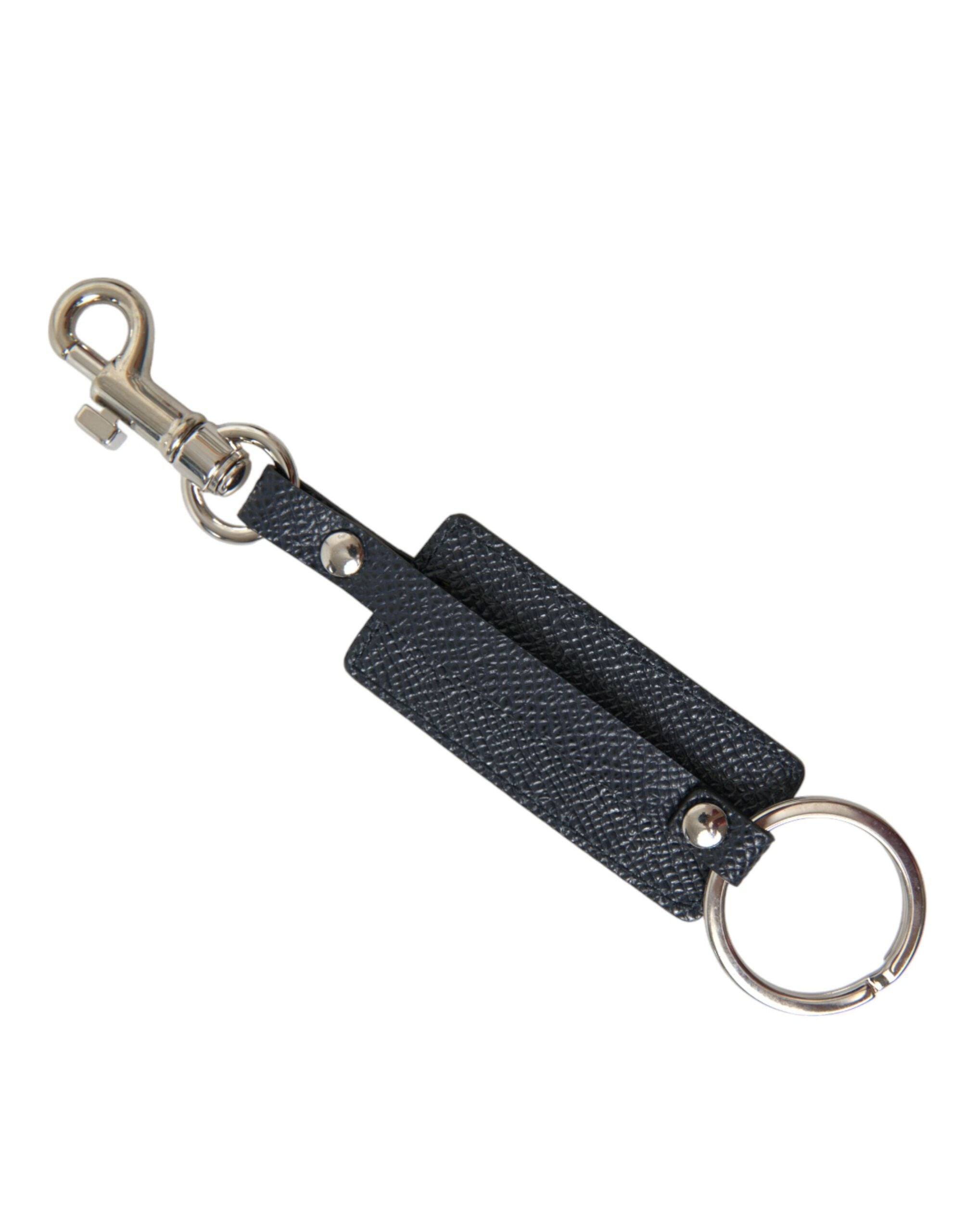 Dolce & Gabbana Elegant Leather Keychain in Black & Silver - Luksusmuotia Dolce & Gabbana - Tutustu YVES JAVANNI® 