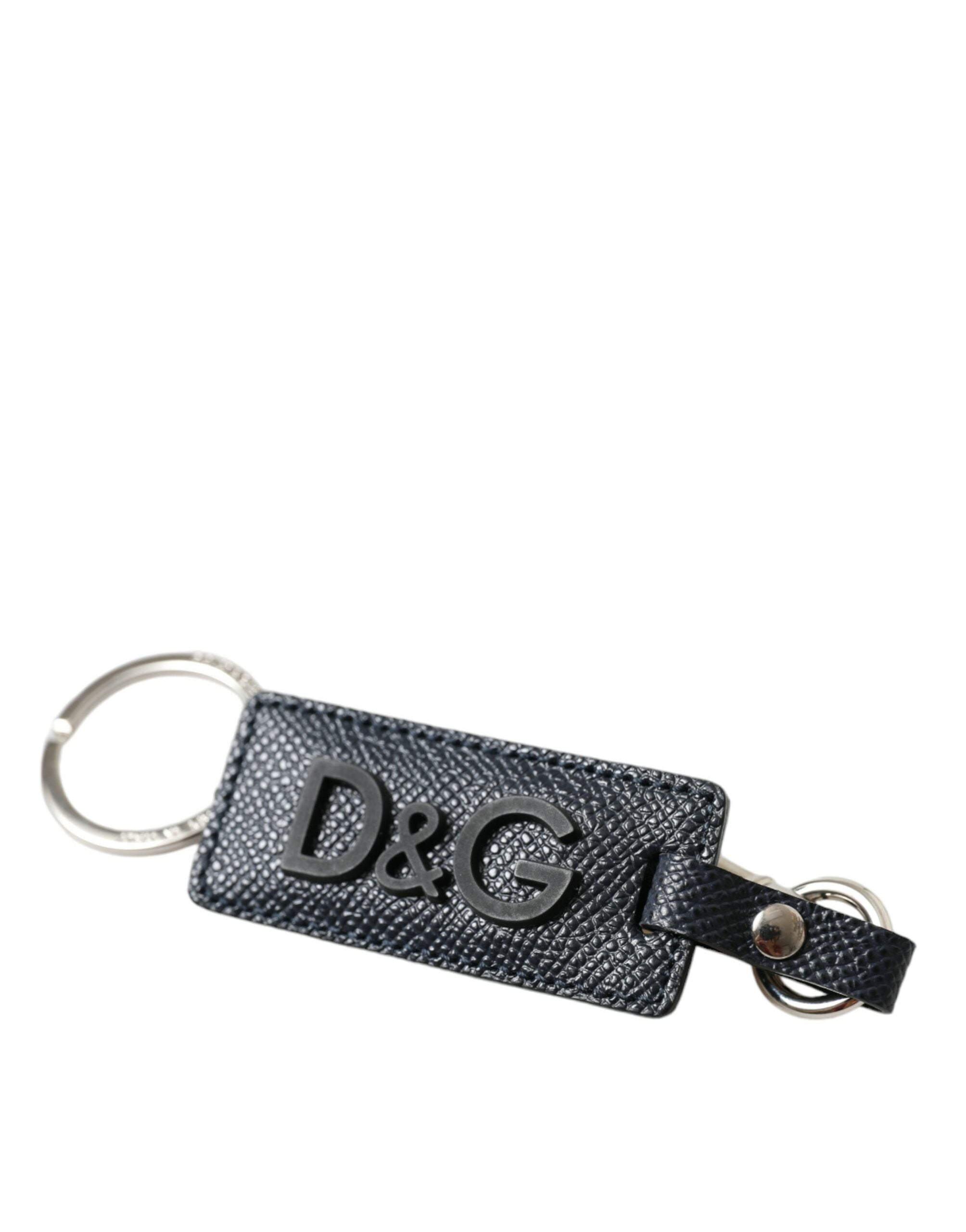 Dolce & Gabbana Elegant Leather Keychain in Black & Silver - Luksusmuotia Dolce & Gabbana - Tutustu YVES JAVANNI® 