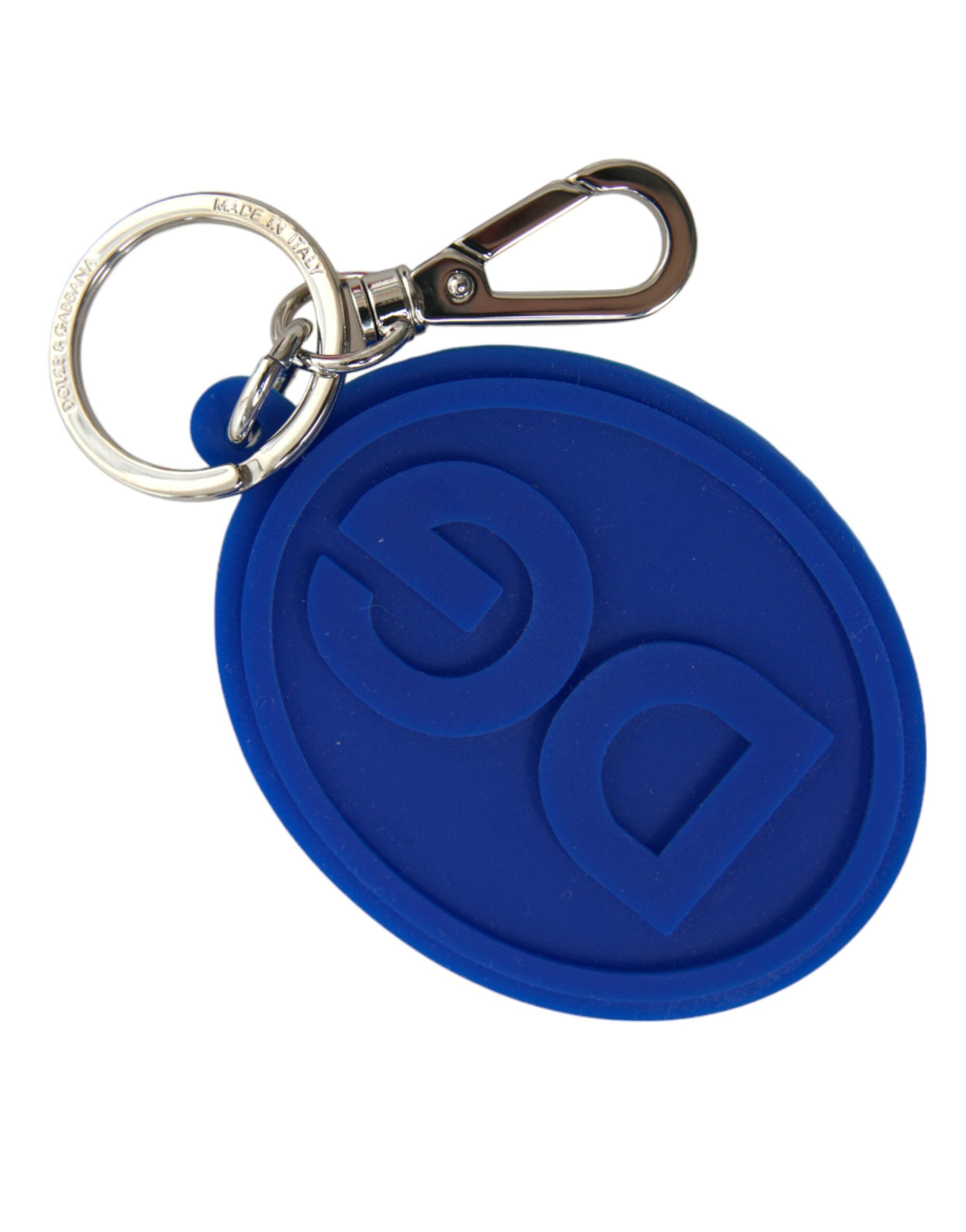 Dolce & Gabbana Elegant Blue Rubber Keychain with Brass Accents - Luksusmuotia Dolce & Gabbana - Tutustu YVES JAVANNI® 