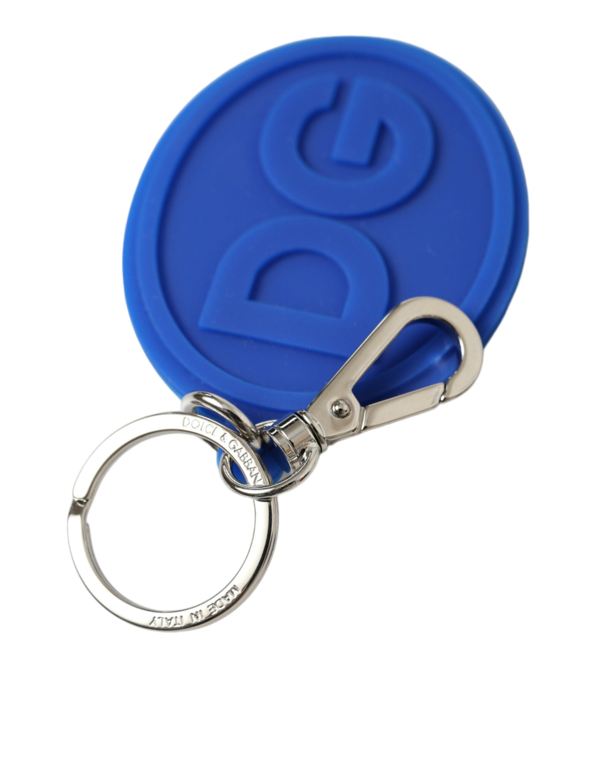 Dolce & Gabbana Elegant Blue Rubber Keychain with Brass Accents - Luksusmuotia Dolce & Gabbana - Tutustu YVES JAVANNI® 