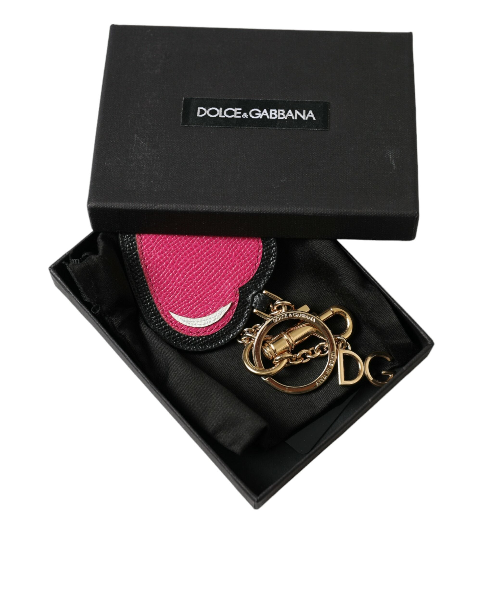 Dolce & Gabbana Stunning Gold and Pink Leather Keychain - Luksuslaukut ja asusteet Dolce & Gabbana - Tutustu YVES JAVANNI® 