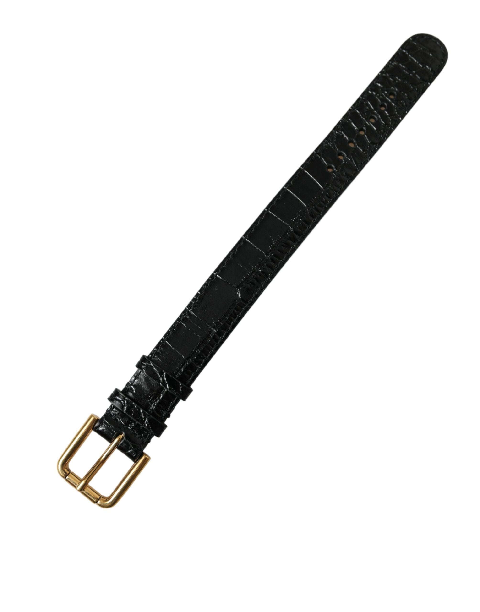 Dolce & Gabbana Elegant Gold Black Leather Bracelet - Luksusmuotia Dolce & Gabbana - Tutustu YVES JAVANNI® 