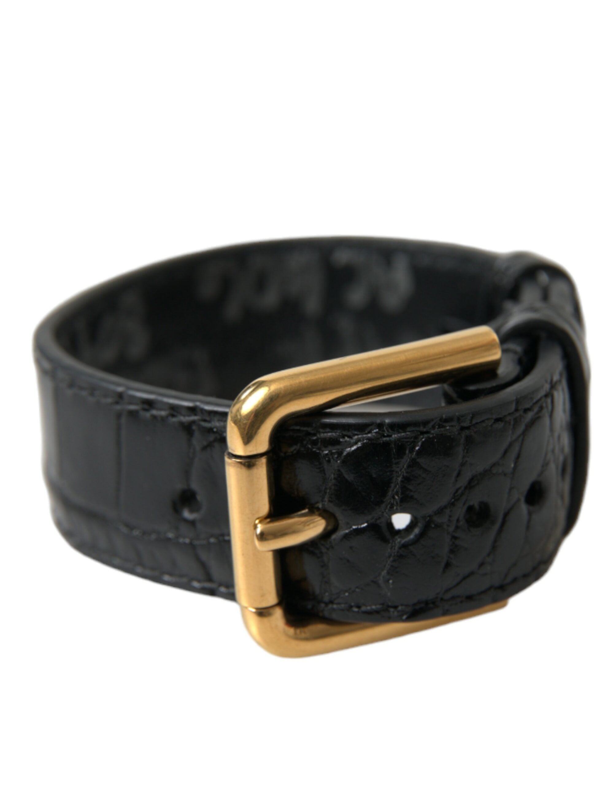 Dolce & Gabbana Elegant Gold Black Leather Bracelet - Luksuslaukut ja asusteet Dolce & Gabbana - Tutustu YVES JAVANNI® 