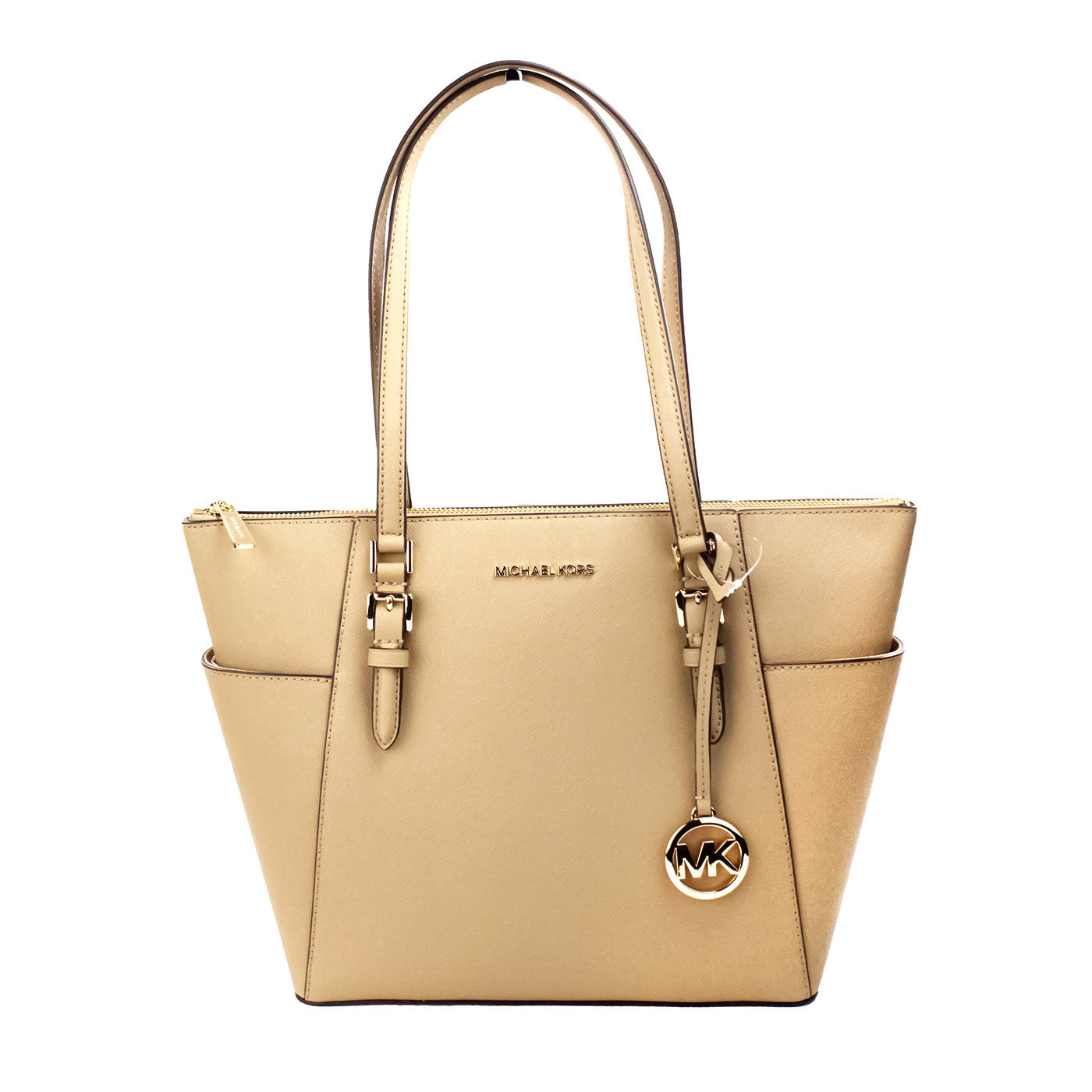 Michael Kors Charlotte Camel Large Leather Top Zip Tote Bag Purse - Luksusmuotia Michael Kors - Tutustu YVES JAVANNI® 