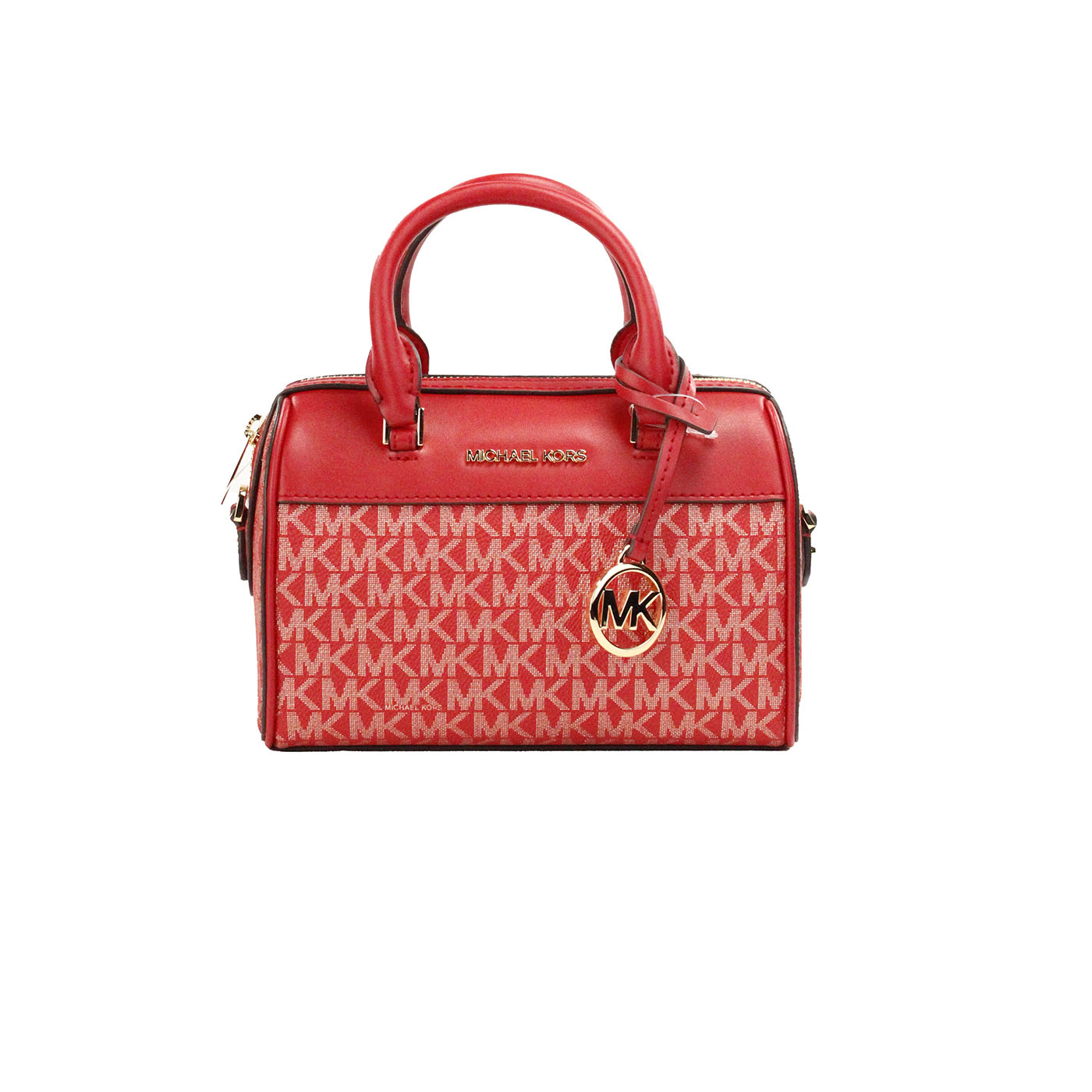 Michael Kors Travel XS Bright Red Signature PVC Duffle Crossbody Bag Purse - Luksusmuotia Michael Kors - Tutustu YVES JAVANNI® 