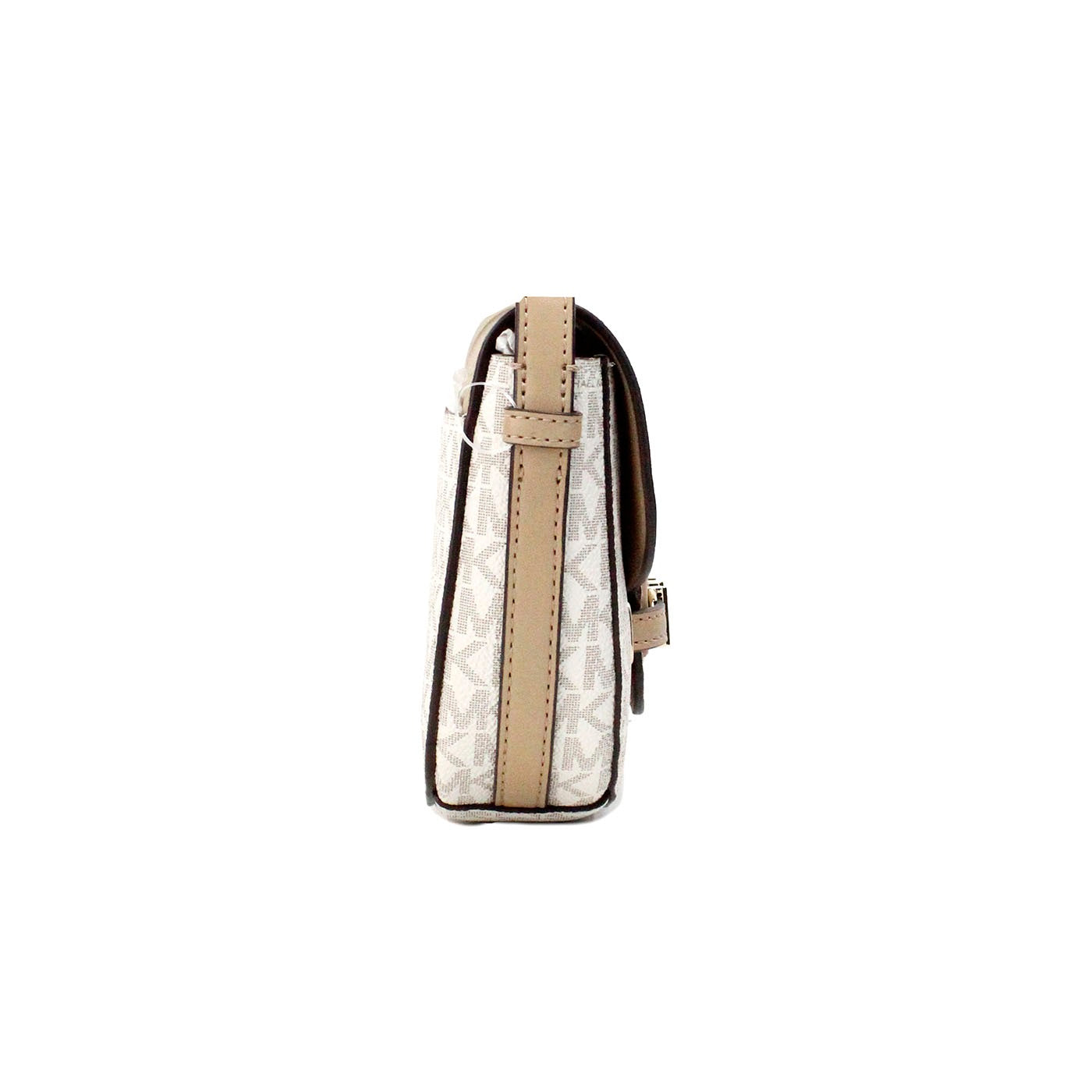 Michael Kors Reed Small Camel Signature PVC Flap Saddle Crossbody Bag - Luksusmuotia Michael Kors - Tutustu YVES JAVANNI® 