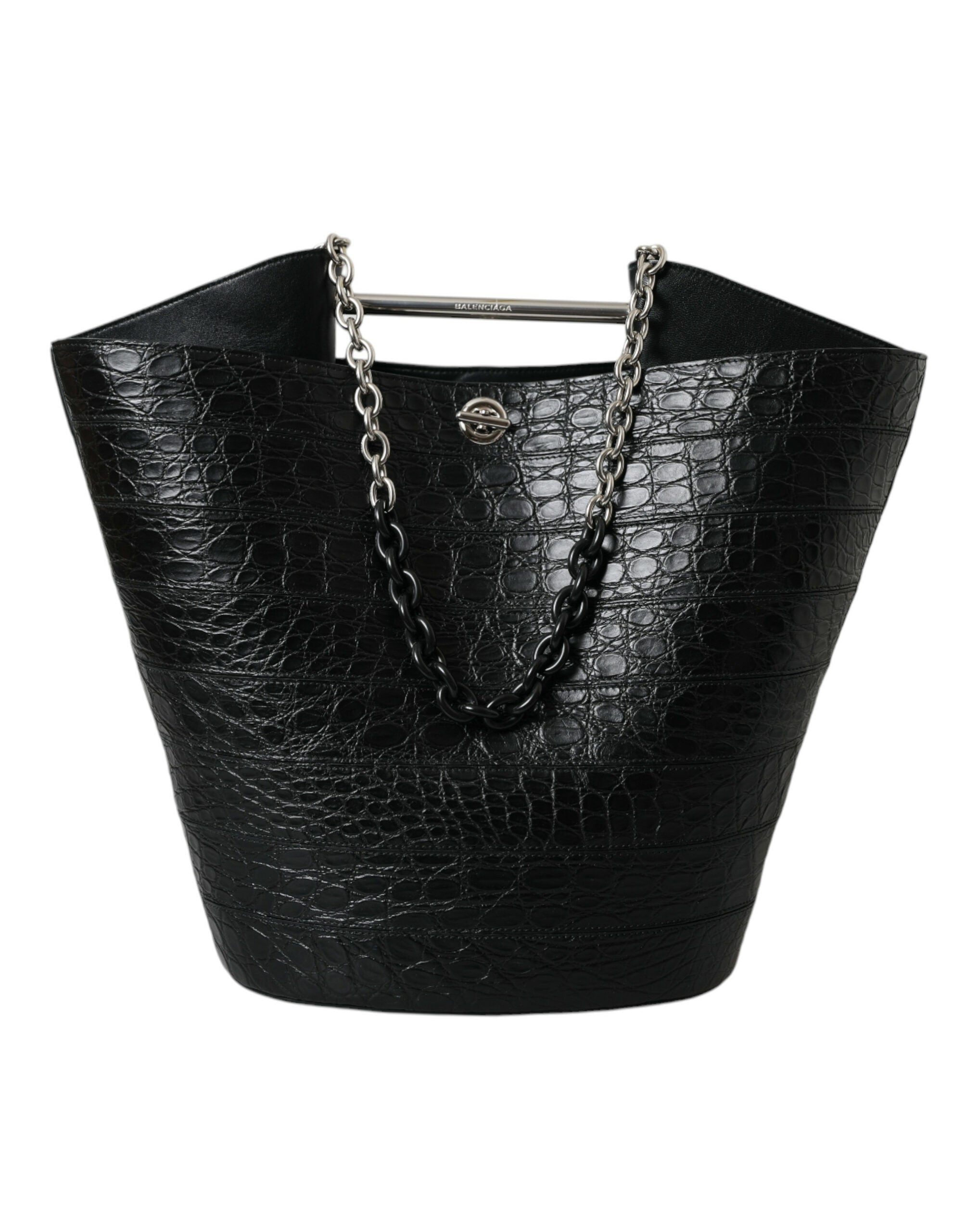 Balenciaga Elegant Black Crocodile Leather Maxi Bucket Bag - Luksusmuotia Balenciaga - Tutustu YVES JAVANNI® 