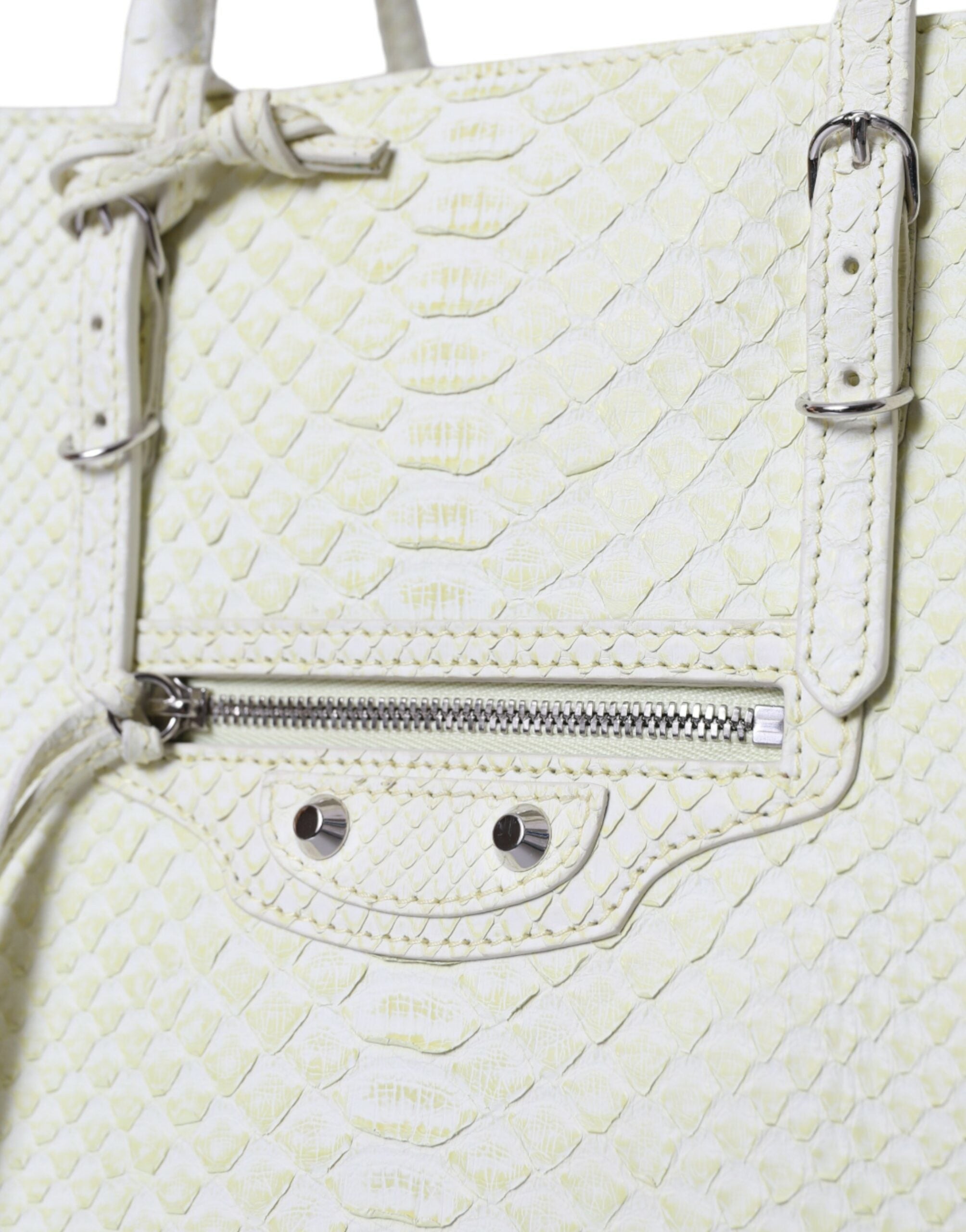 Balenciaga Chic Python Leather Tote in White & Yellow - Luksusmuotia Balenciaga - Tutustu YVES JAVANNI® 