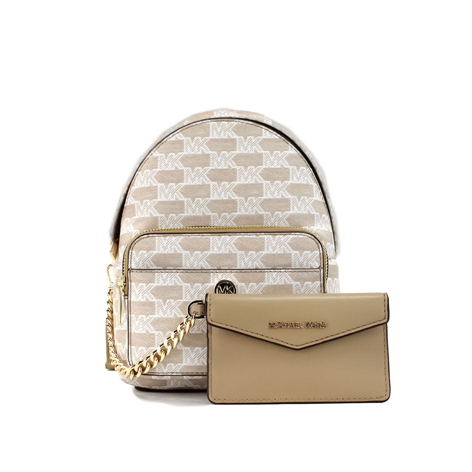 Michael Kors Maisie Mini Camel Signature Canvas 2-n-1 Card Case Backpack Bag - Luksusmuotia Michael Kors - Tutustu YVES JAVANNI® 