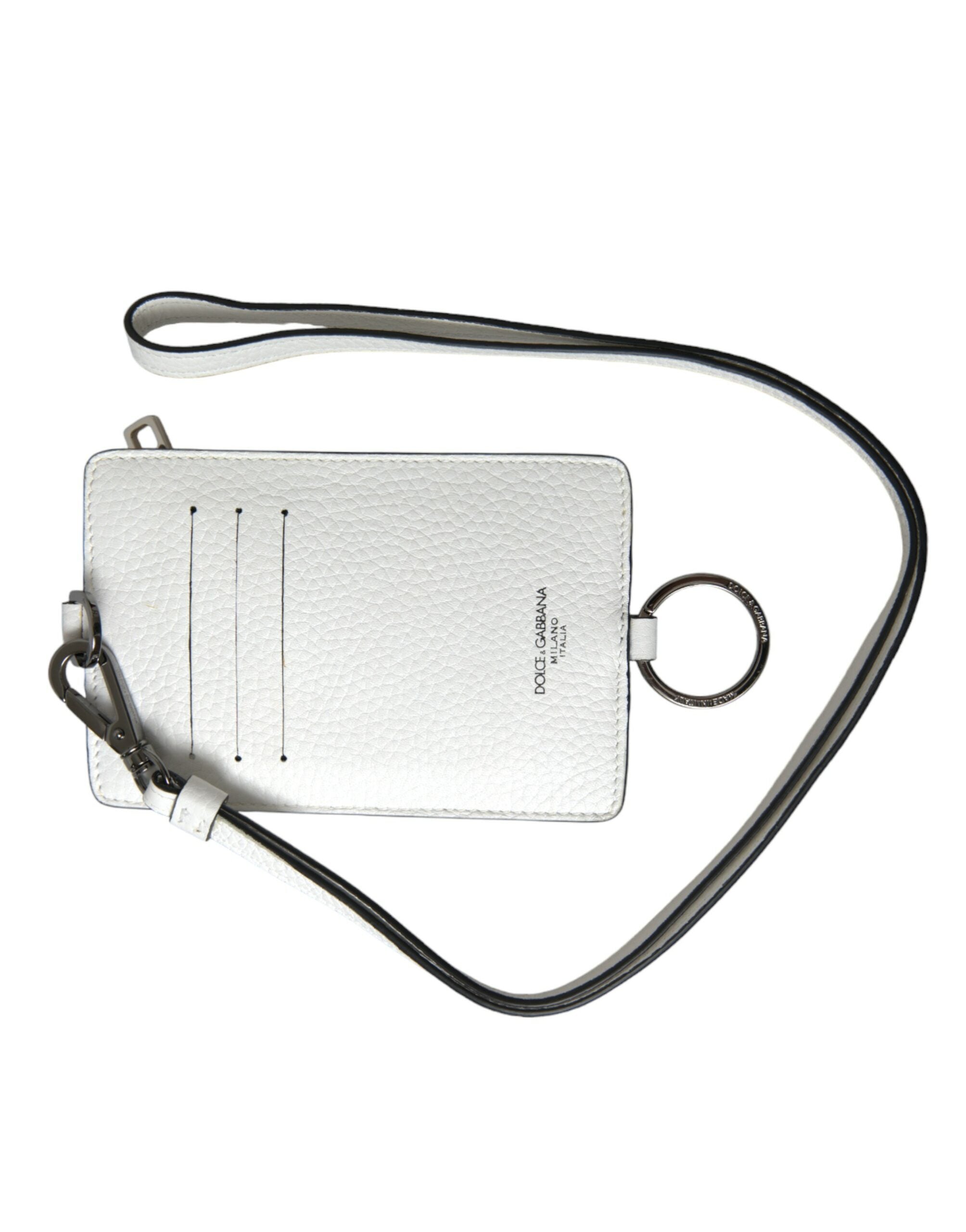 Dolce & Gabbana White Calf Leather Lanyard Logo Card Holder Wallet - Luksusmuotia Dolce & Gabbana - Tutustu YVES JAVANNI® 