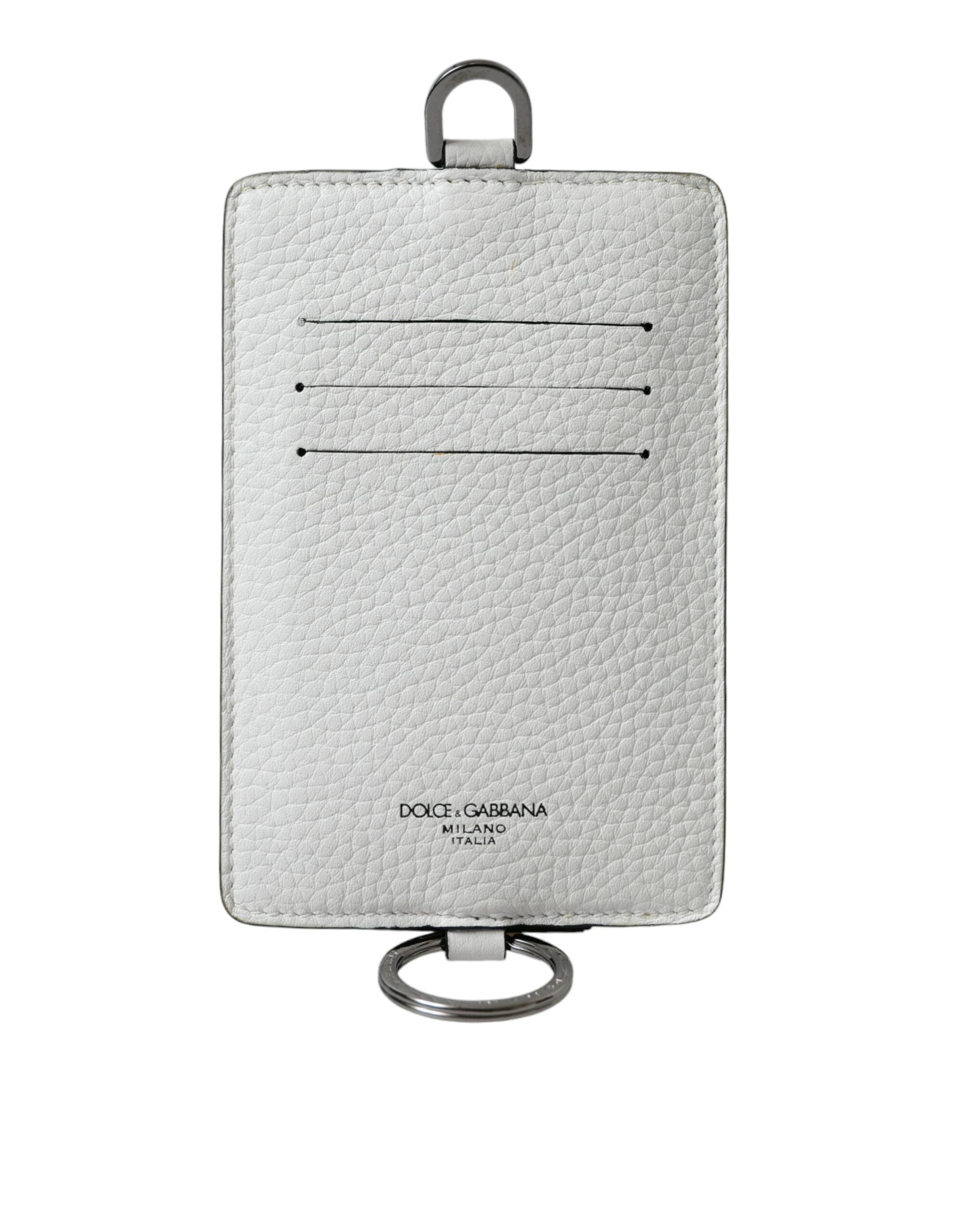 Dolce & Gabbana White Calf Leather Lanyard Logo Card Holder Wallet - Luksusmuotia Dolce & Gabbana - Tutustu YVES JAVANNI® 