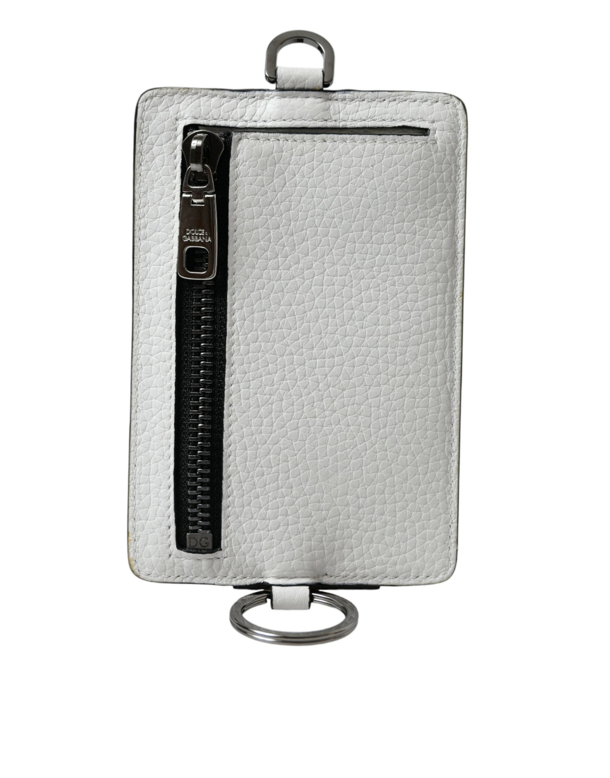 Dolce & Gabbana White Calf Leather Lanyard Logo Card Holder Wallet - Luksusmuotia Dolce & Gabbana - Tutustu YVES JAVANNI® 