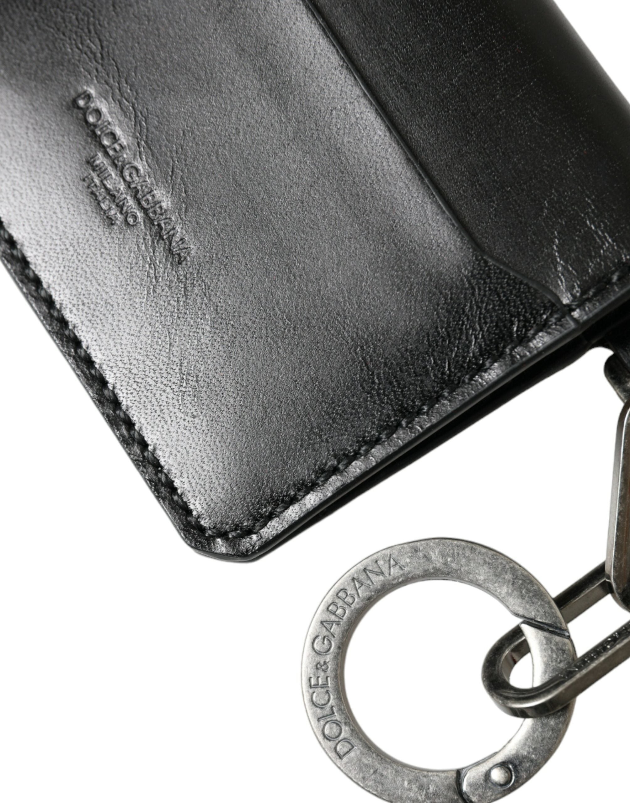 Dolce & Gabbana Black Leather Bifold Logo Card Holder Keyring Wallet - Luksusmuotia Dolce & Gabbana - Tutustu YVES JAVANNI® 