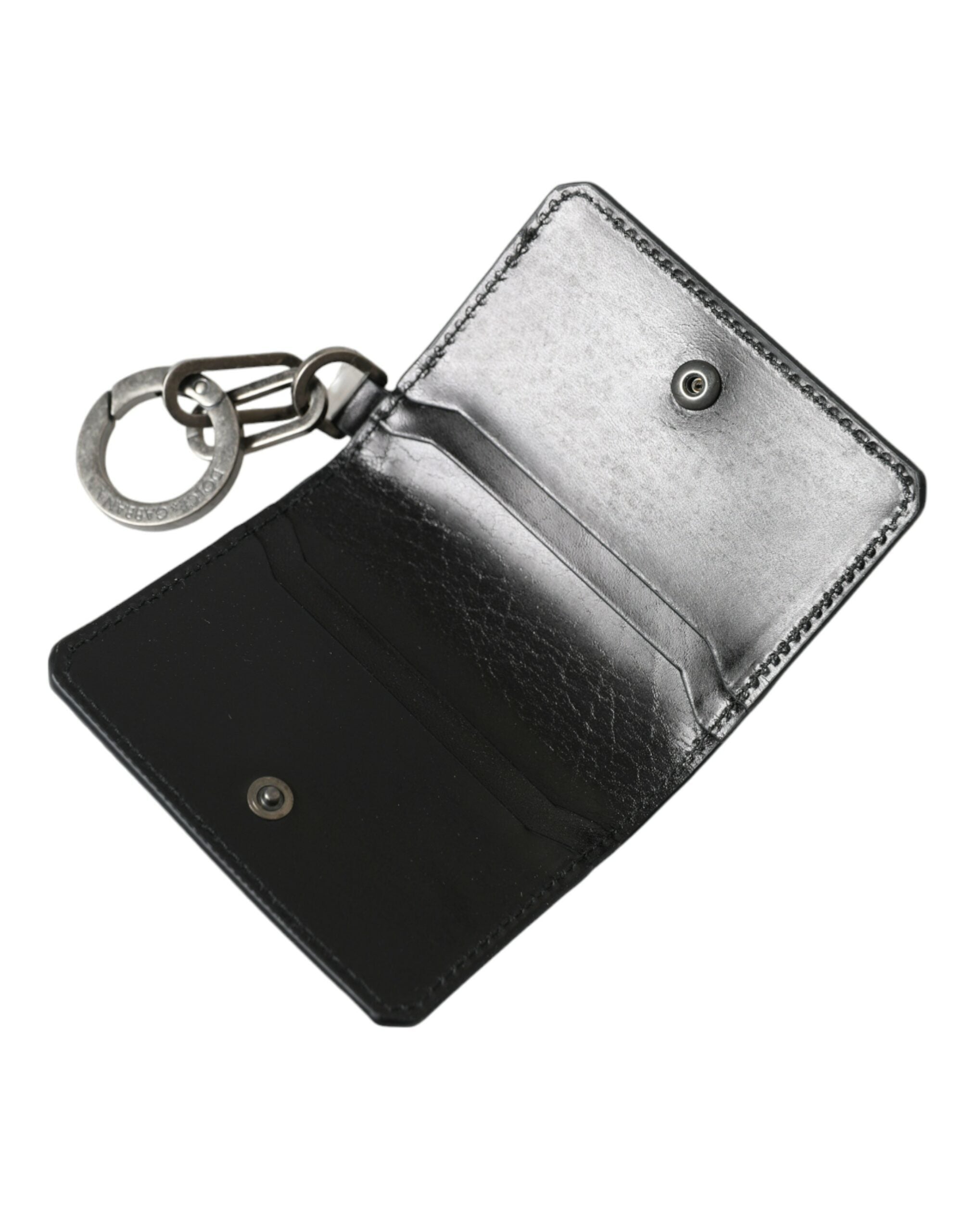 Dolce & Gabbana Black Leather Bifold Logo Card Holder Keyring Wallet - Luksusmuotia Dolce & Gabbana - Tutustu YVES JAVANNI® 