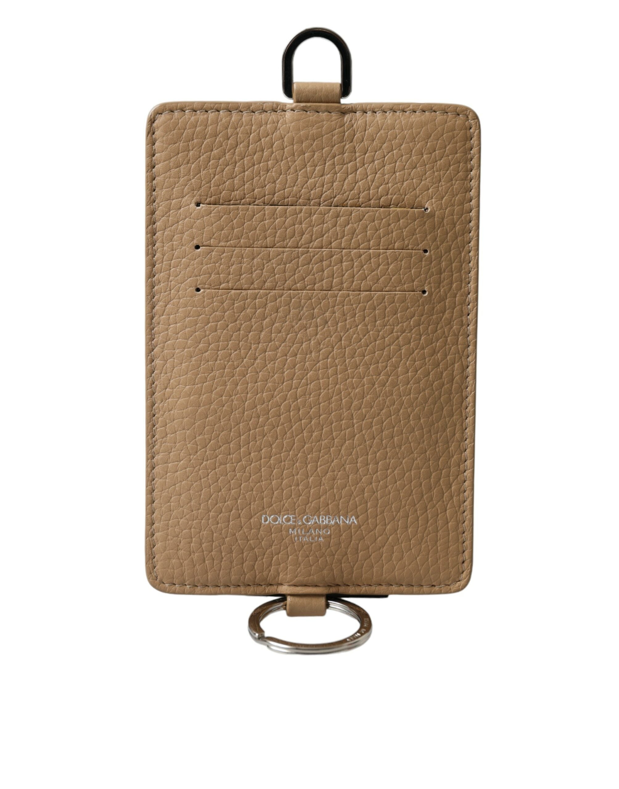 Dolce & Gabbana Beige Calf Leather Lanyard Logo Card Holder Wallet - Luksusmuotia Dolce & Gabbana - Tutustu YVES JAVANNI® 