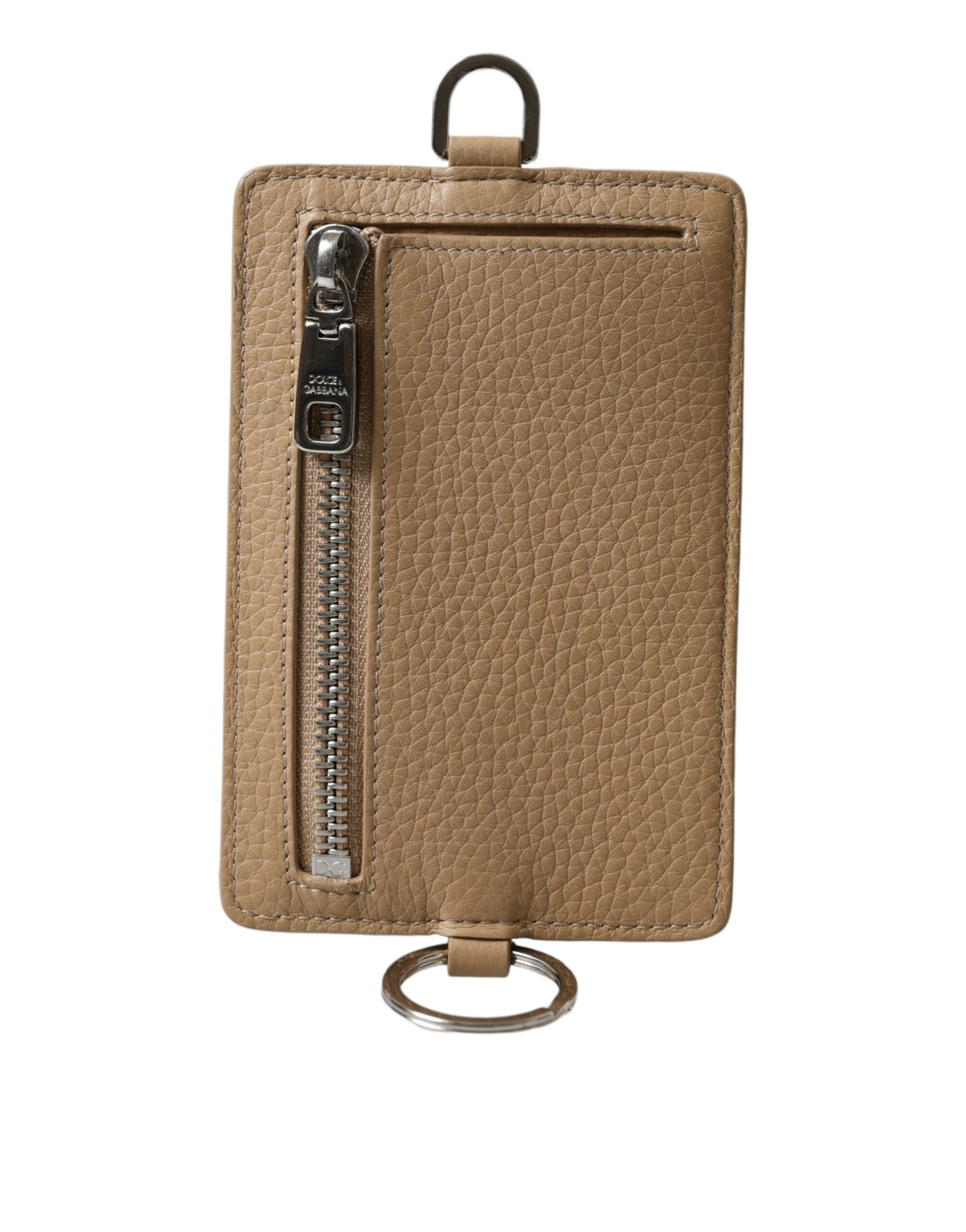 Dolce & Gabbana Beige Calf Leather Lanyard Logo Card Holder Wallet - Luksusmuotia Dolce & Gabbana - Tutustu YVES JAVANNI® 