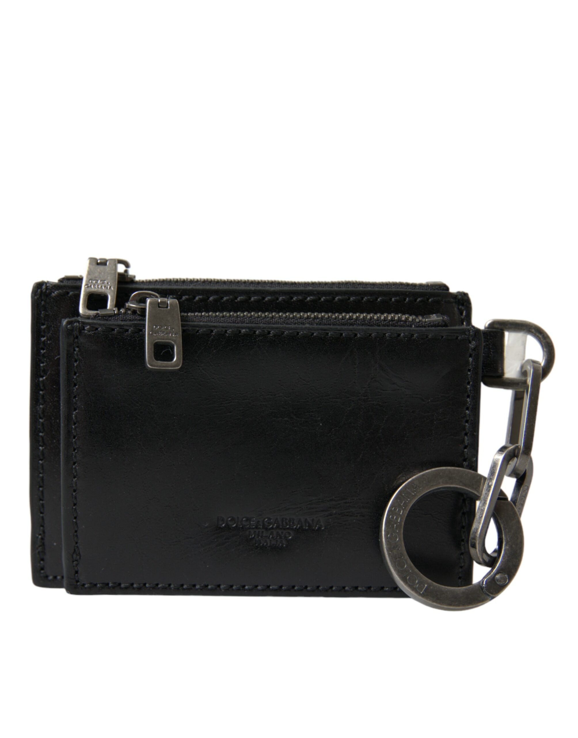 Dolce & Gabbana Black Leather Zip Logo Keyring Coin Purse Keyring Wallet - Luksusmuotia Dolce & Gabbana - Tutustu YVES JAVANNI® 