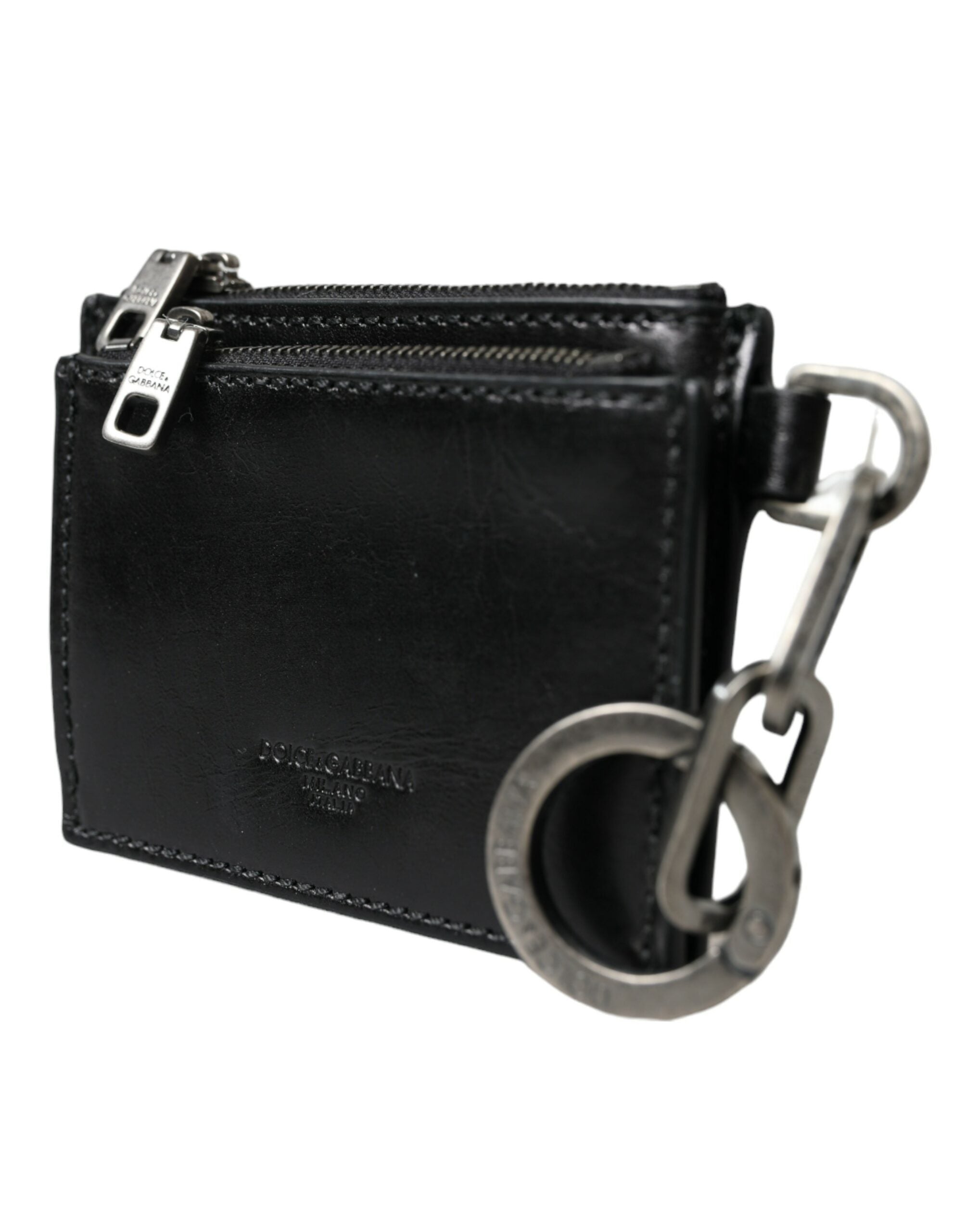 Dolce & Gabbana Black Leather Zip Logo Keyring Coin Purse Keyring Wallet - Luksusmuotia Dolce & Gabbana - Tutustu YVES JAVANNI® 