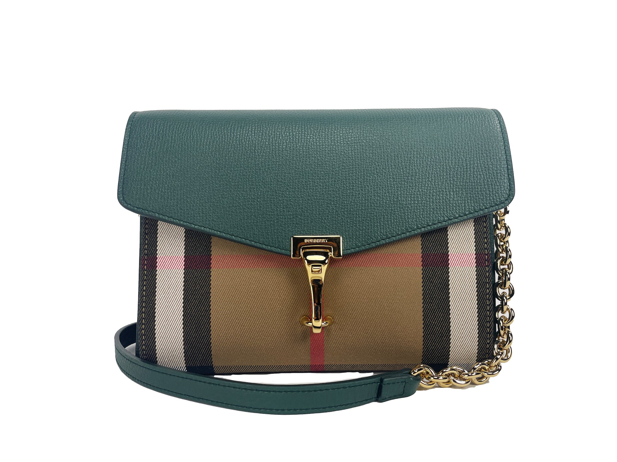 Burberry Macken Small Vintage Green House Check Leather Crossbody Bag - Luksusmuotia Burberry - Tutustu YVES JAVANNI® 