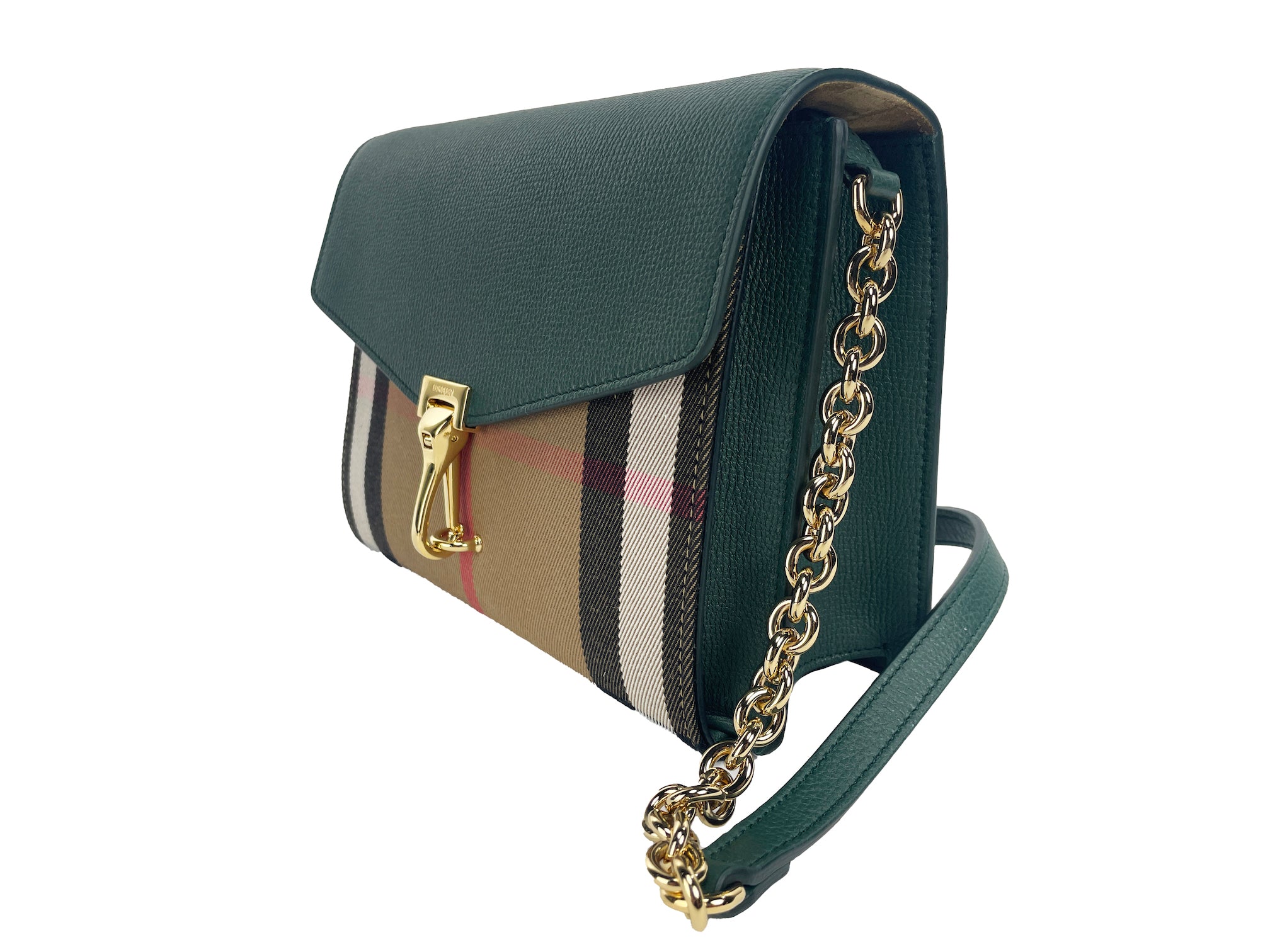 Burberry Macken Small Vintage Green House Check Leather Crossbody Bag - Luksusmuotia Burberry - Tutustu YVES JAVANNI® 