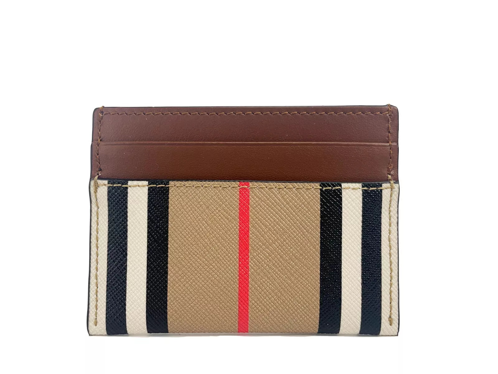 Burberry Sandon Tan Canvas Check Printed Leather Slim Card Case Wallet - Luksusmuotia Burberry - Tutustu YVES JAVANNI® 