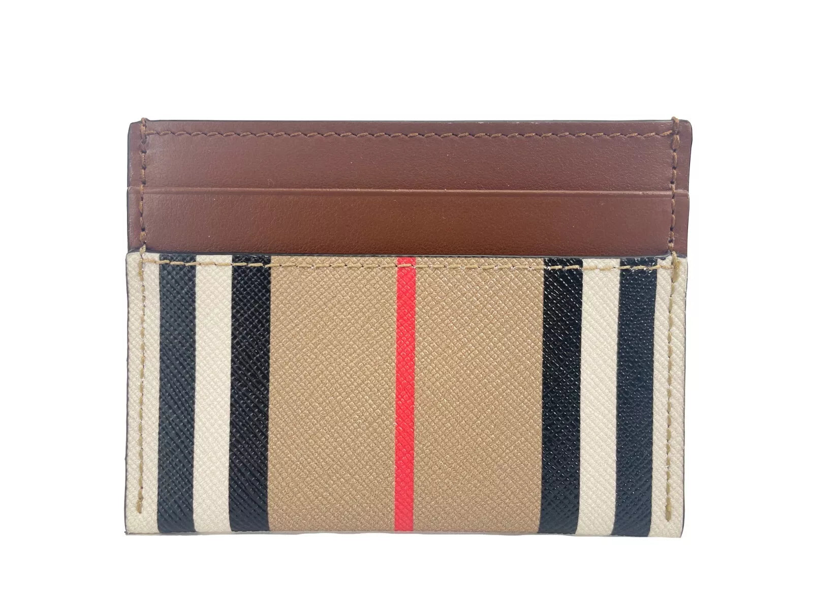 Burberry Sandon Tan Canvas Check Printed Leather Slim Card Case Wallet - Luksusmuotia Burberry - Tutustu YVES JAVANNI® 