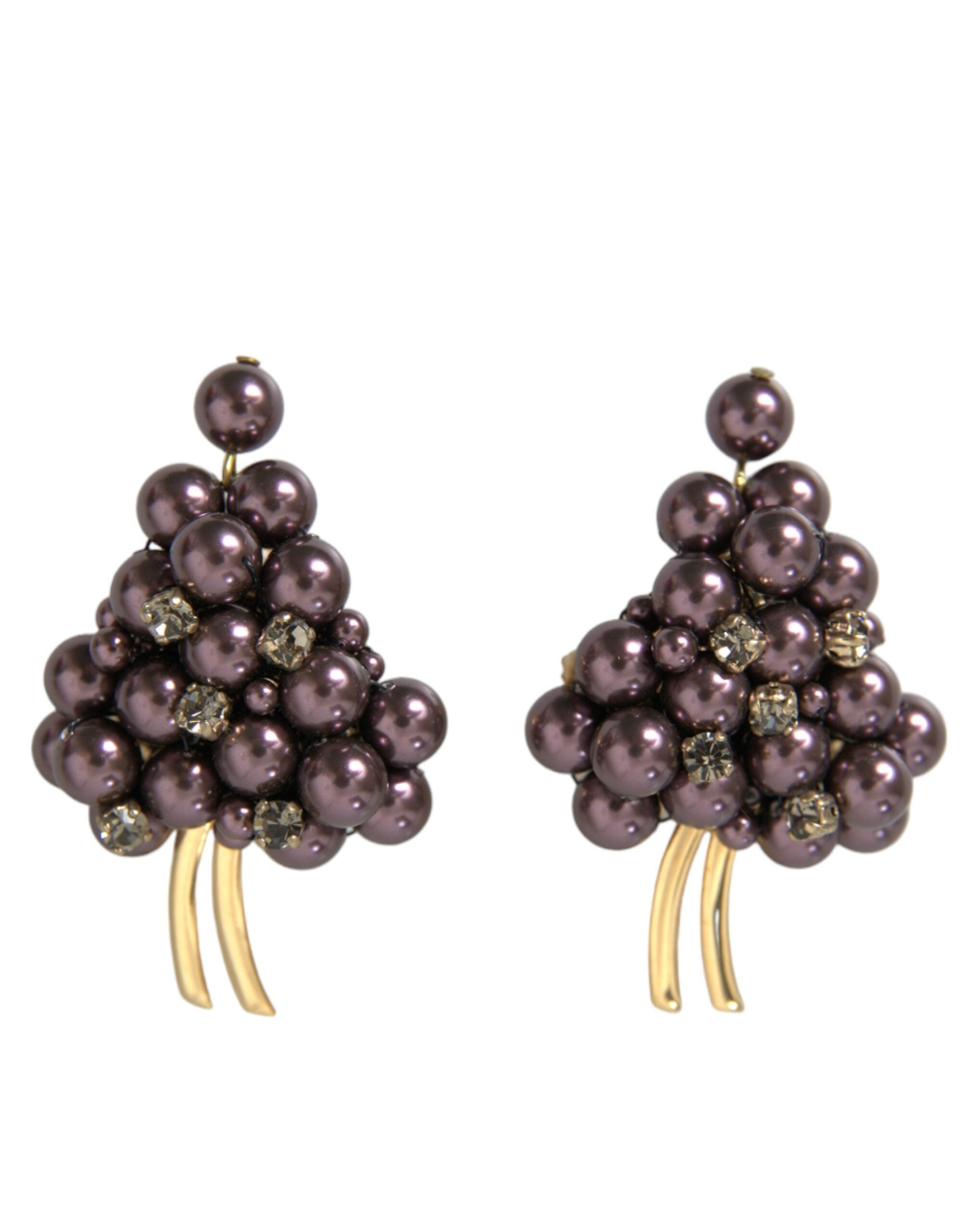 Dolce & Gabbana Purple Grape Pearl Sicily Gold Brass Floral Clip On Earrings - Luksuslaukut ja asusteet Dolce & Gabbana - Tutustu YVES JAVANNI® 