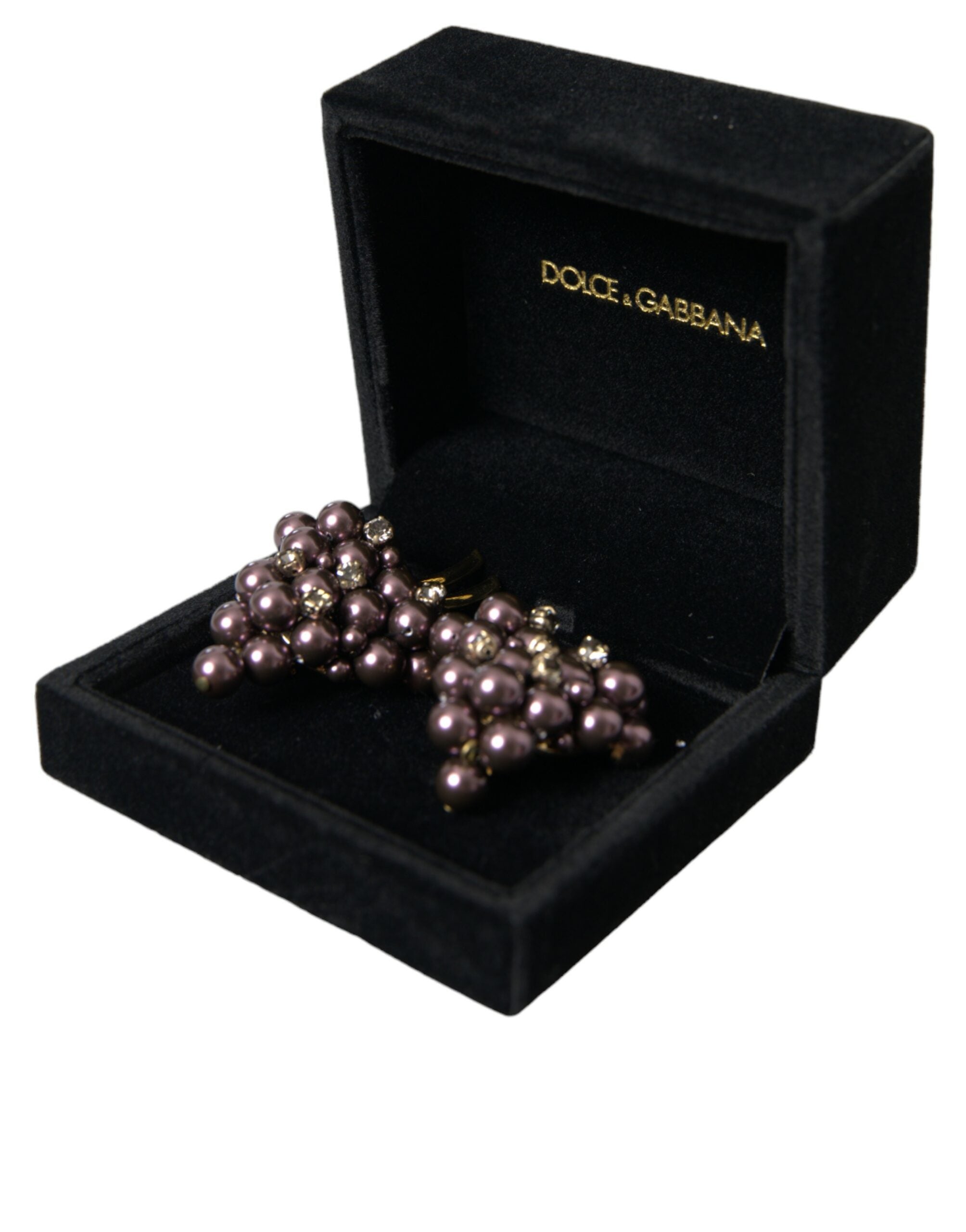 Dolce & Gabbana Purple Grape Pearl Sicily Gold Brass Floral Clip On Earrings - Luksuslaukut ja asusteet Dolce & Gabbana - Tutustu YVES JAVANNI® 