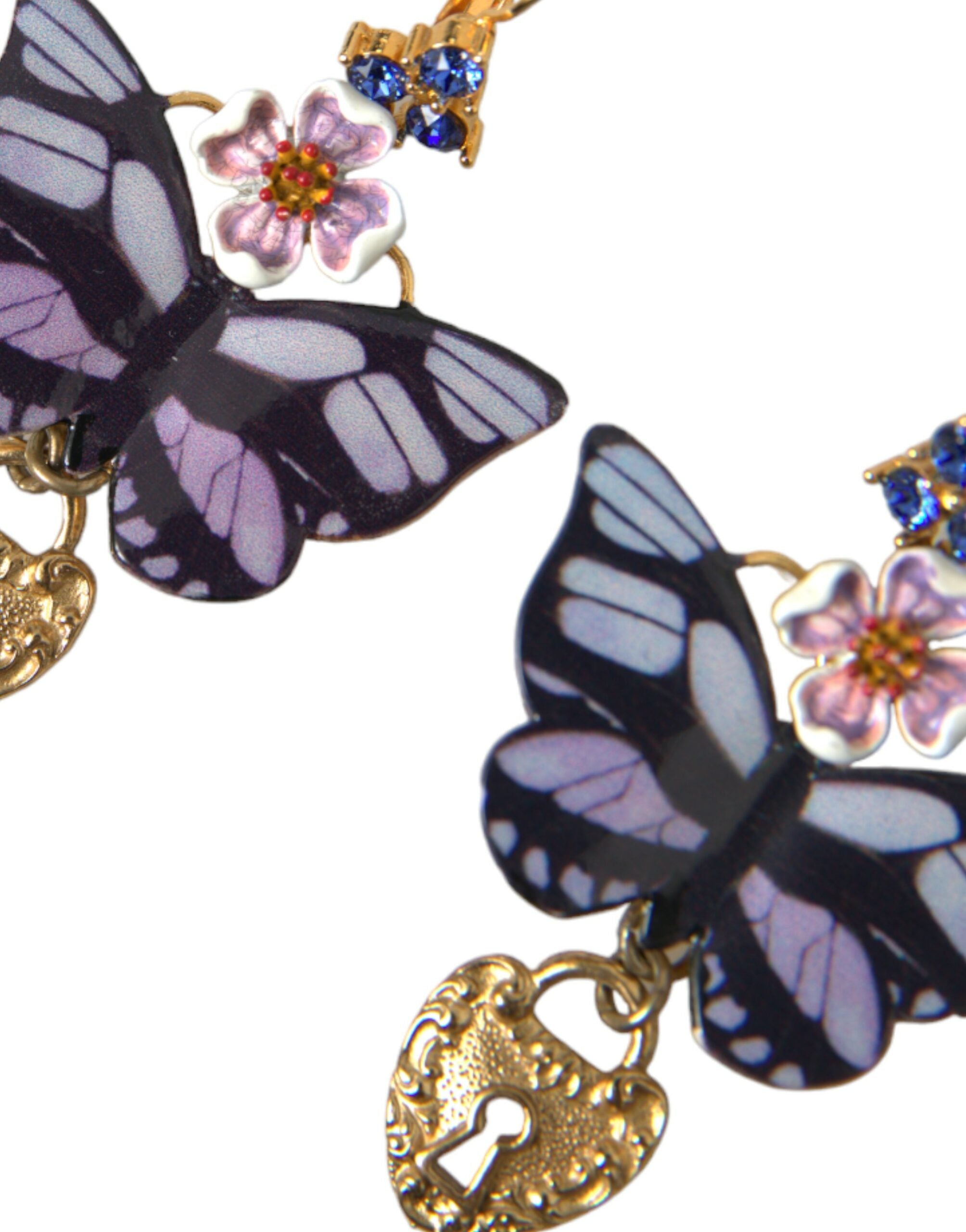 Dolce & Gabbana Gold Purple Crystal Butterfly Heart Locket Earrings - Luksuslaukut ja asusteet Dolce & Gabbana - Tutustu YVES JAVANNI® 