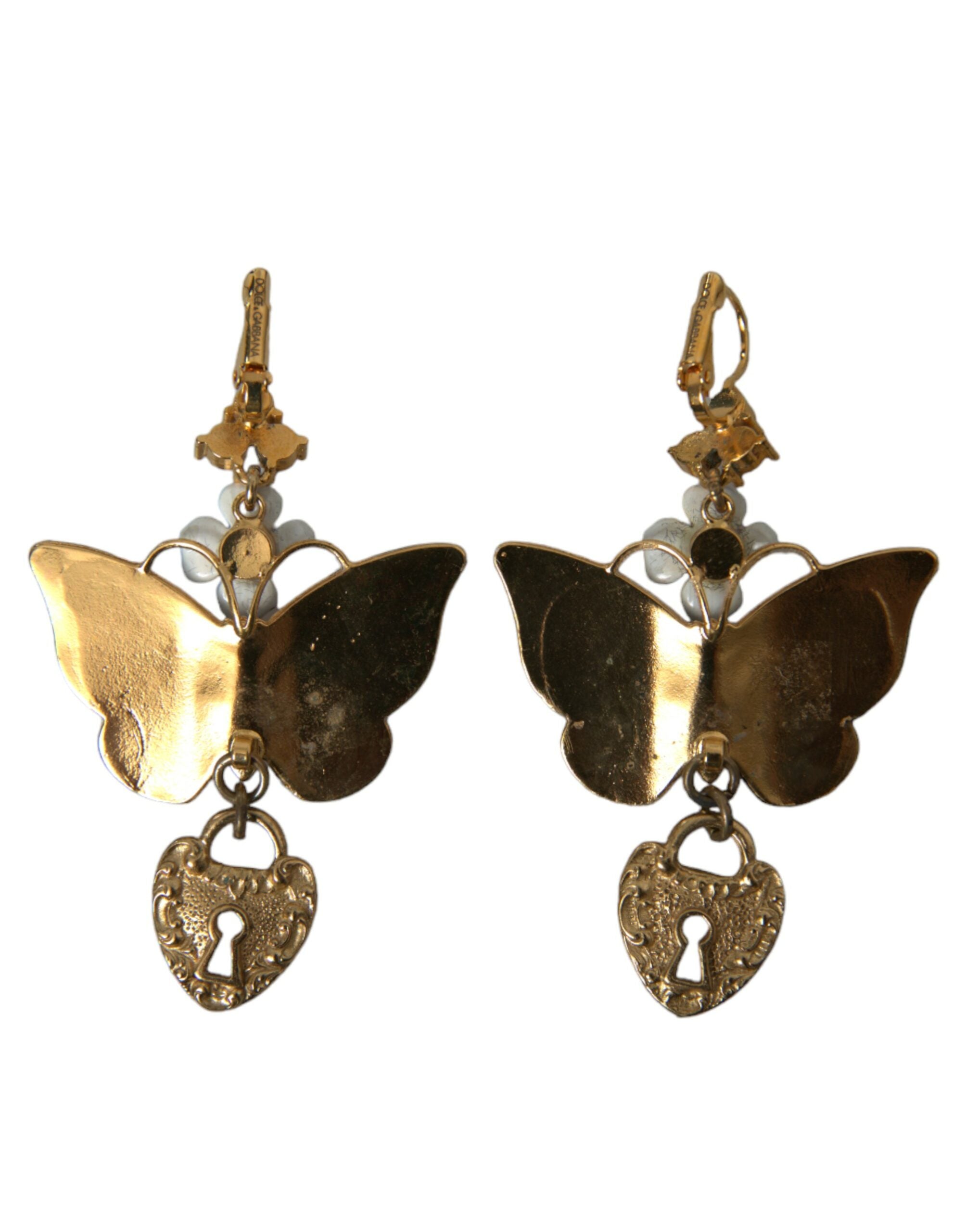 Dolce & Gabbana Gold Purple Crystal Butterfly Heart Locket Earrings - Luksuslaukut ja asusteet Dolce & Gabbana - Tutustu YVES JAVANNI® 